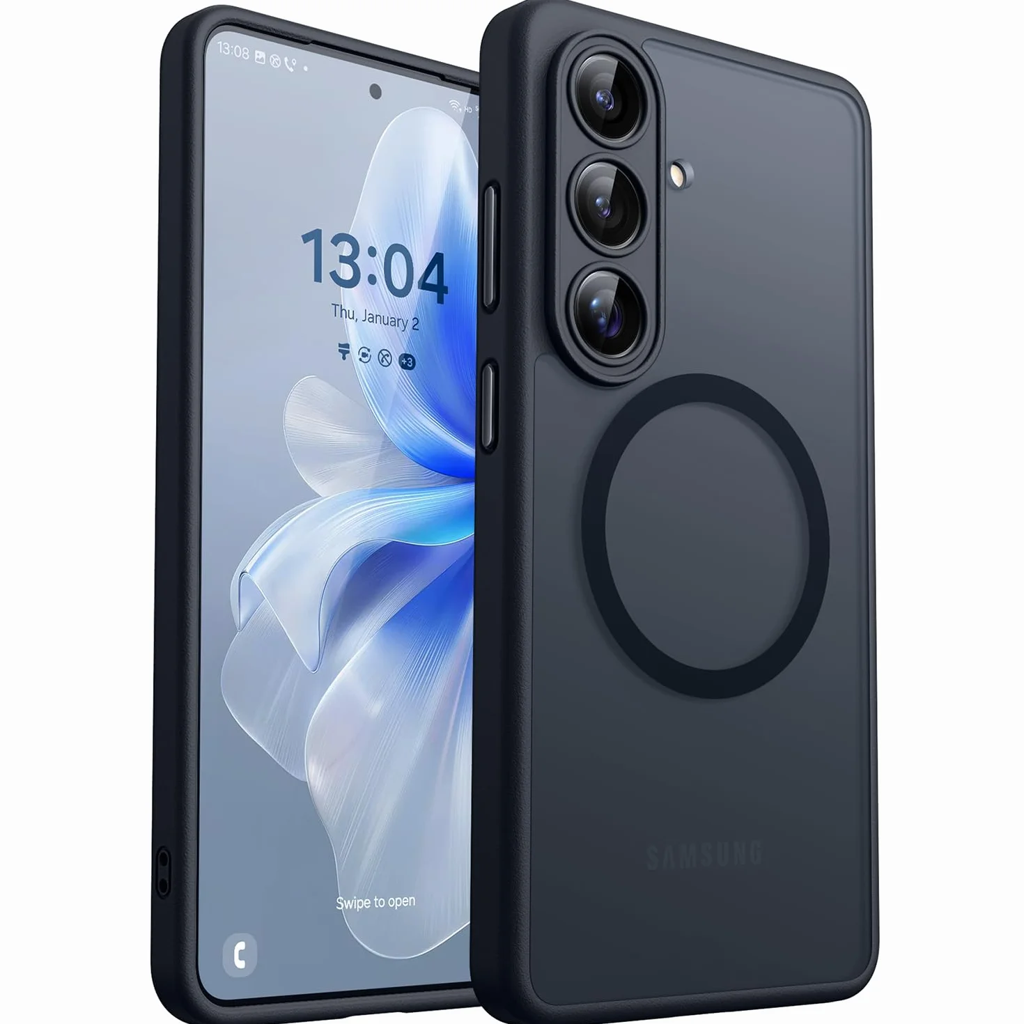 CANSHN Magnetyczne Etui kompatybilne z Samsung Galaxy S26 z Pełną Ochroną Aparatu, Półprzezroczyste Matowe Wstrząsoodporne - Czarny