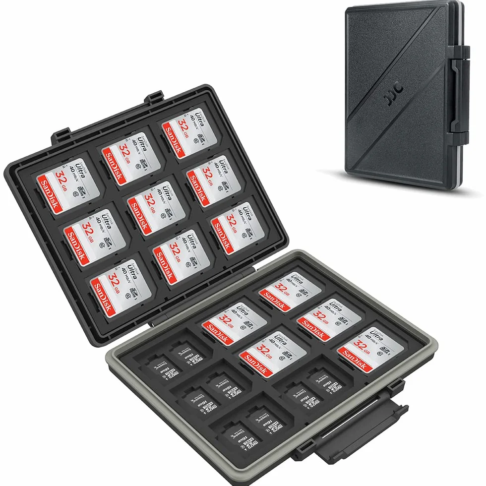 JJC Etui na karty pamięci, 54 gniazda, wodoodporne, do 36 Micro SD SDXC SDHC + 18 SD SDXC SDHC, etui do przechowywania