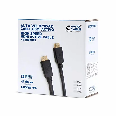 Kabel HDMI V1.4 High Speed Ethernet z Ferrytem z repeaterem/HEC, A/M-A/M, męsko-męski, czarny, 15mts