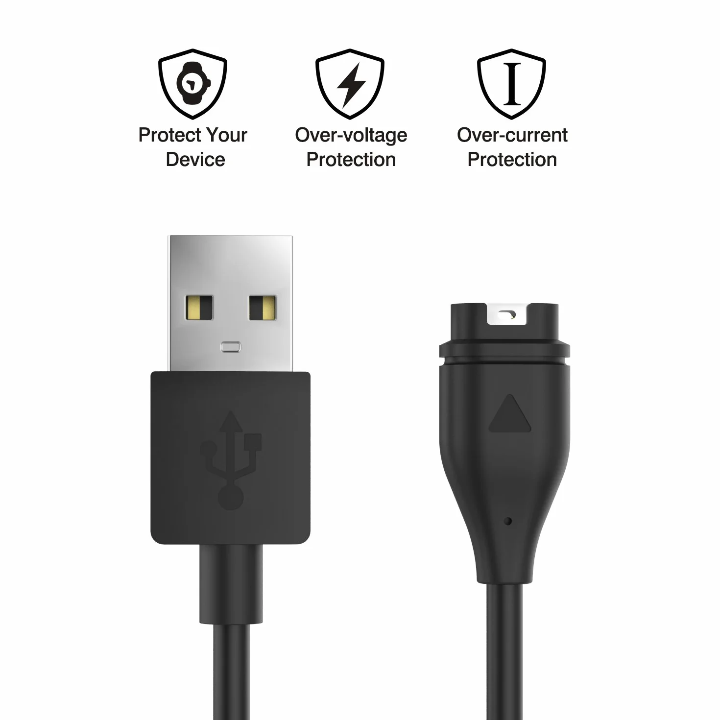 MoKo Charger Cable Compatible with Garmin Fenix 7/7S/7X/6/6S/6X Pro/5/5S/5X Plus, USB Data Sync Charging Cable Black