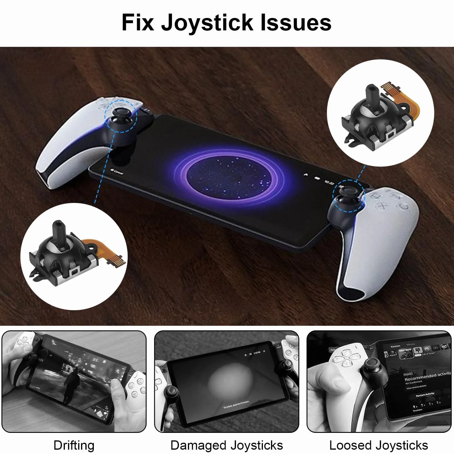 EEEKit Zamiennik Joysticków Modu Czujnikiem Analogowym 3D, Kije Kciuki Zestaw Naprawczy do Kontrolera PS5 Portal PSVR2, 2 Szt