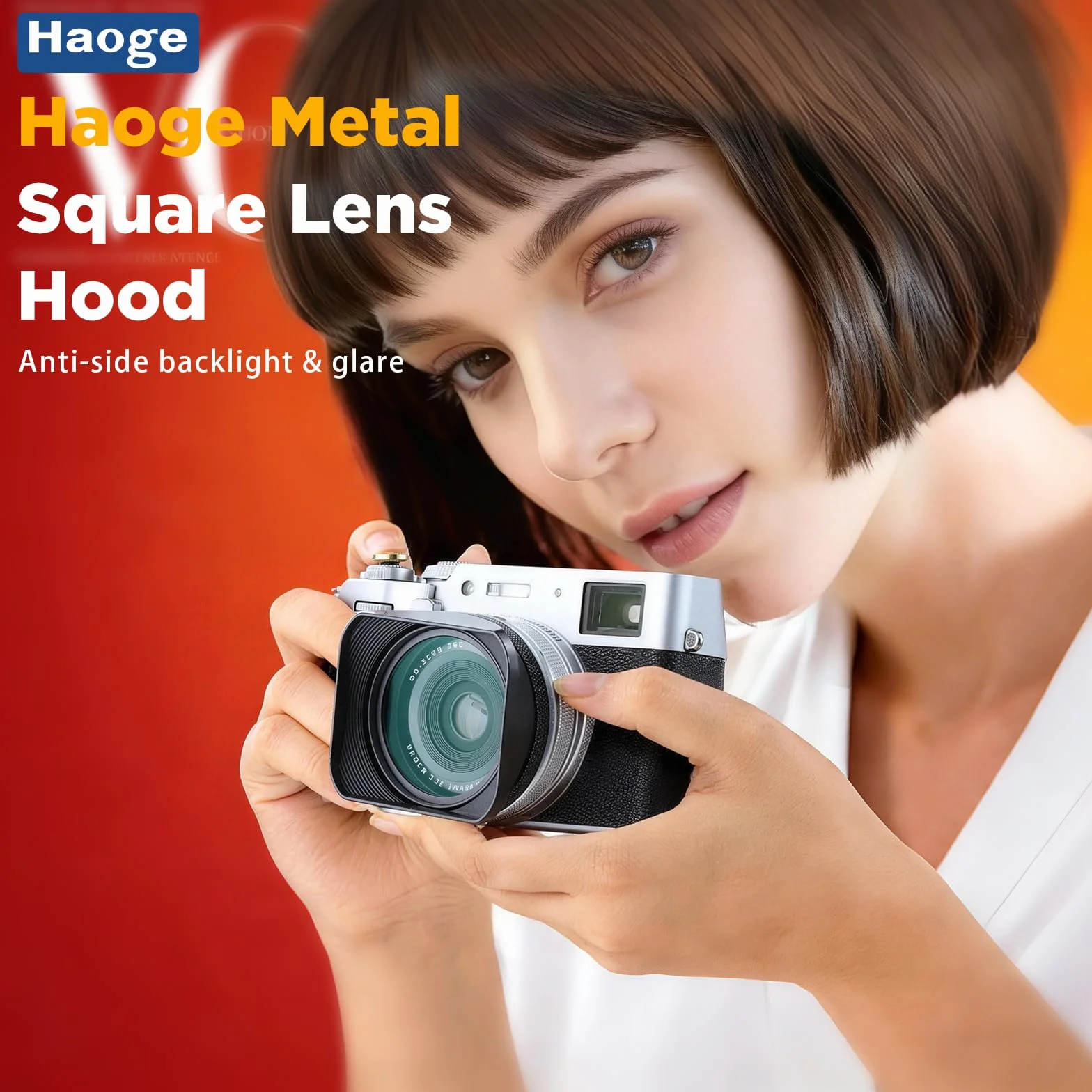 Metalowa kwadratowa osłona obiektywu do aparatu Fujifilm X100VI x100v Fuji akcesoria Haoge LH-X200B z pierścieniem adaptera filtra UV 49 mm i metalowym zestawem nasadek czarna