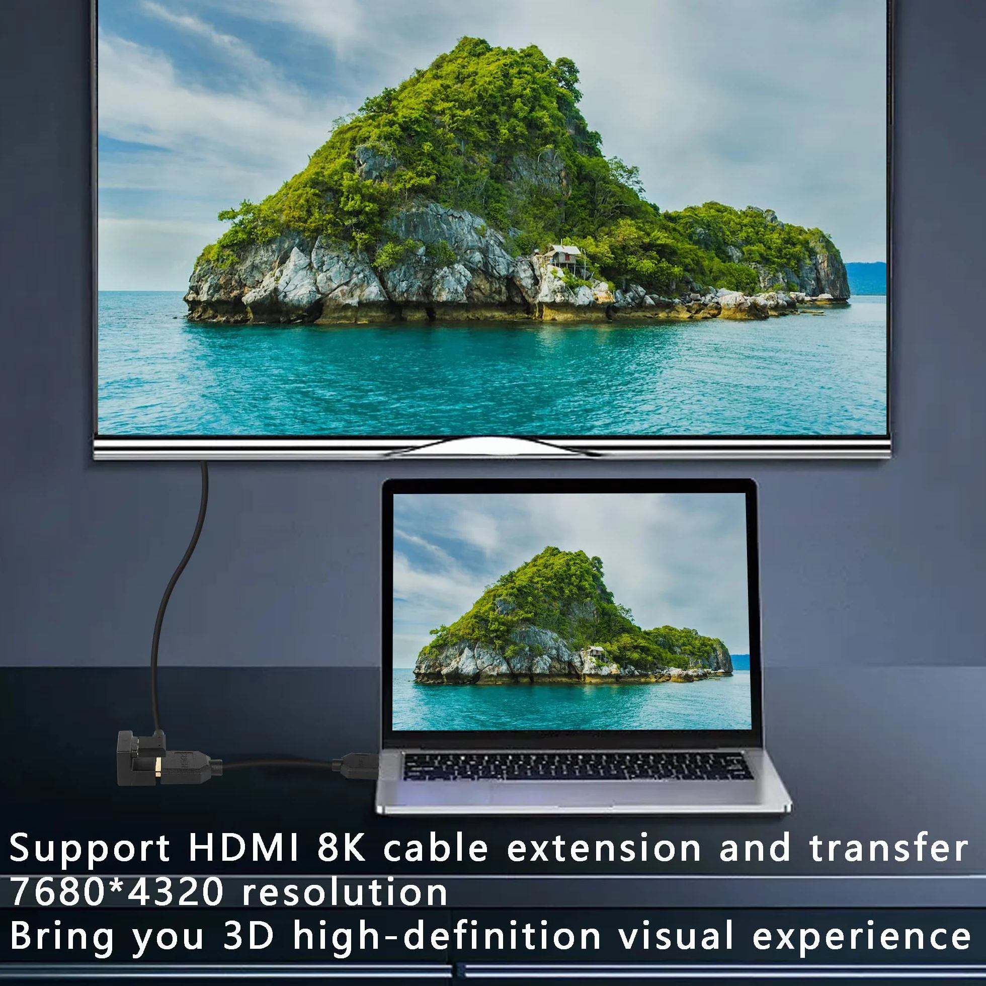 GINTOOYUN U Form Adapter Mini HDMI na HDMI 8K mini wtyczka do 180 stopni gniazda przedłużacz do aparatu, laptopa, tabletu, HDTV, projektora, 2 szt.