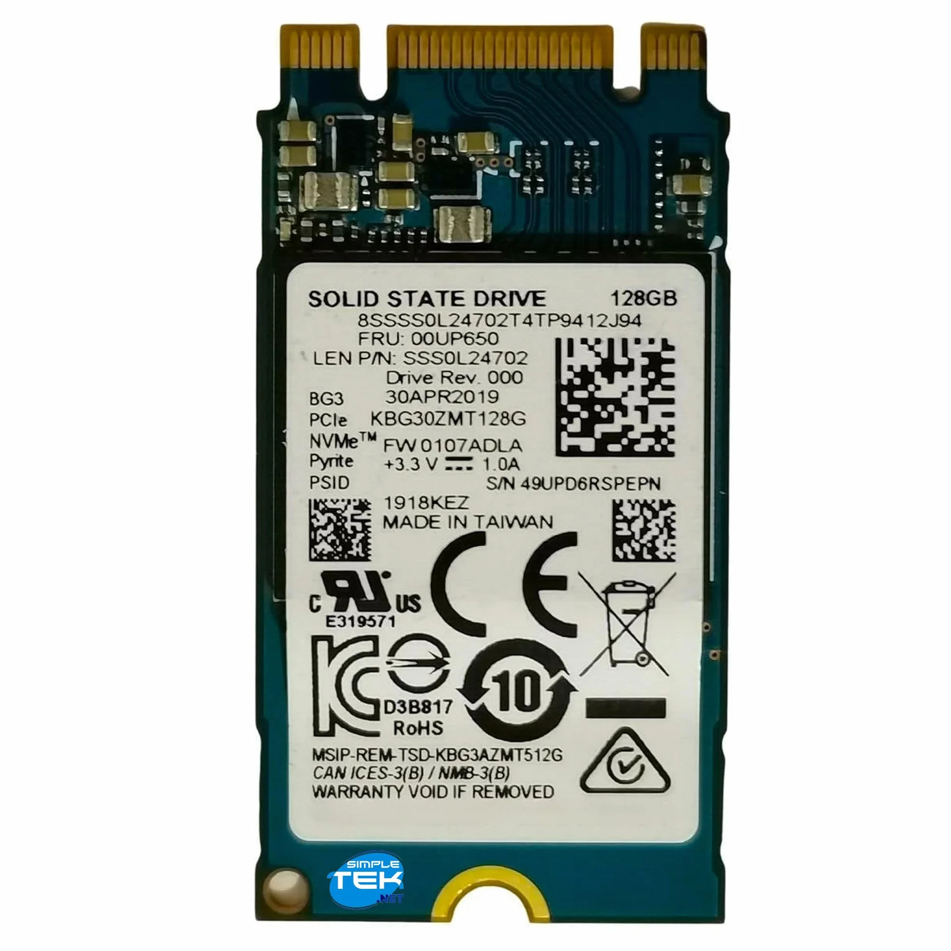SIMPLETEK Wewnętrzny dysk SSD M.2 2242 128 GB NVMe PCIe 3.0 x2 o wysokiej wydajności z pamięcią 3D TLC i HMB do kompaktowych laptopów (odnowiony)