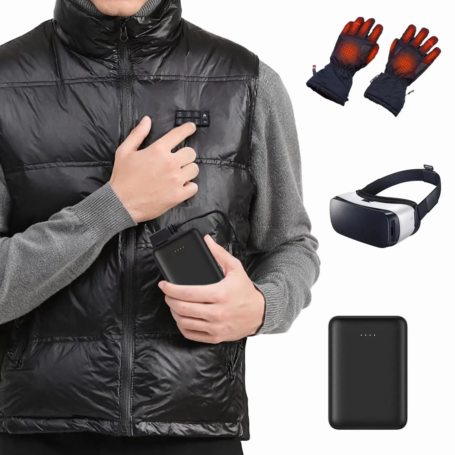 Mini Power Bank 10000 mAh Ultra kompaktowy, 2 porty USB 2,4 A szybkie ładowanie bateria zapasowa przenośna uniwersalna ładowarka do iPhone iPad Huawei do wszystkich smartfonów