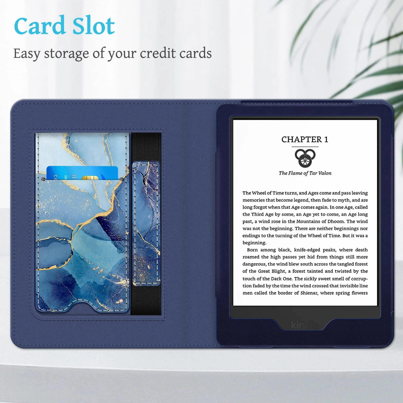 Fintie Etui do 6-Calowy Kindle (11. generacji) - 2024/2022, Kickstand Etui Ochronne z Paskiem na Rękę i Funkcją Auto Sleep/Wake dla Kindle Basic 2024, Ocean Marmur