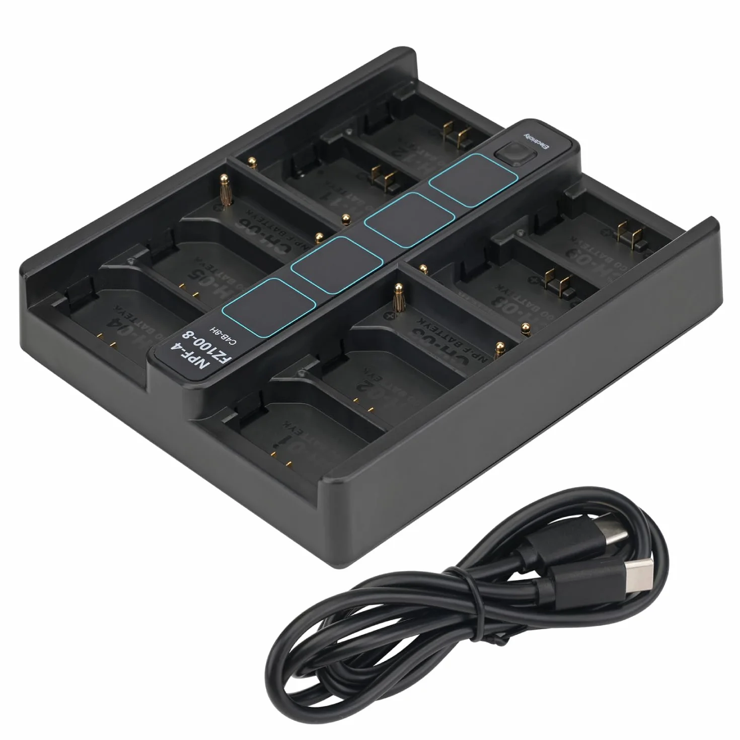 Peima C4B-8H szybka ładowarka do aparatu PD, 4-krotna NP-F PD i 8-krotna stacja ładująca FZ100, szybkie wejście USB-C PD, inteligentny wskaźnik stanu LED, kompaktowa konstrukcja