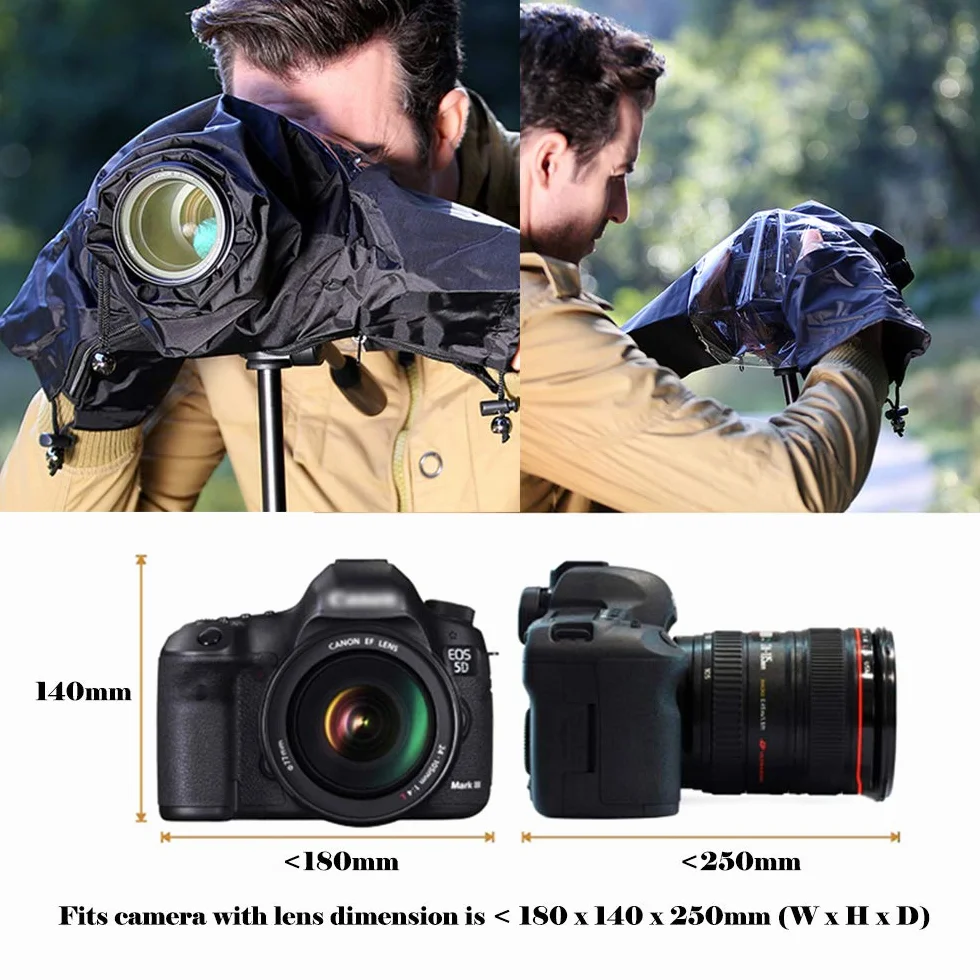 JJC Osłona przeciwdeszczowa aparatu do Nikon Df D90 Z7 Z6 Z50 D780 D850 D810 D800 D610 D3500 D3400 D5600 D7500 Canon EOS 7D 5D 850D 800D 760D 750D Sony A99II A7 7II Simliar Size DSLR Cameras Płaszcz