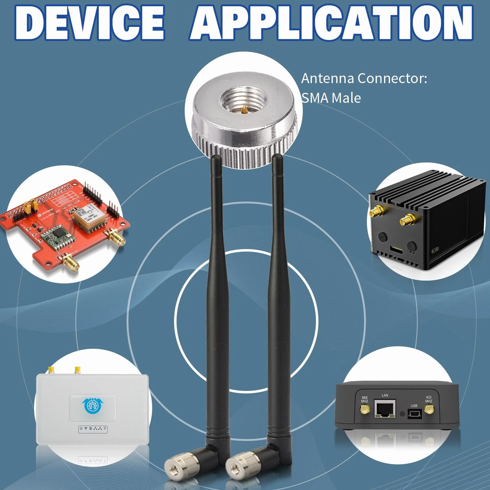 Eightwood Antena 868 MHz SMA NFC RFID 2 szt. do radia CB GSM GPS Wi-Fi Homematic CCU2 CC1101 Ham Radio