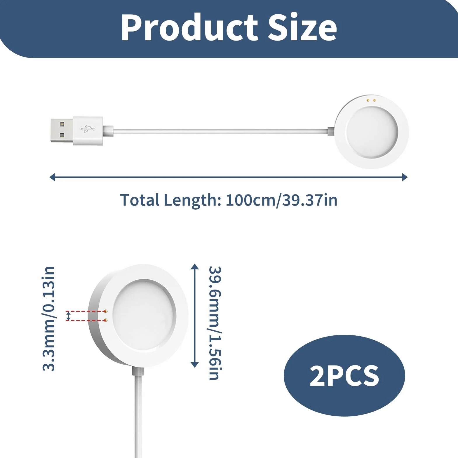 Magnetyczna ładowarka USB C do Xiaomi Watch S3 S2 H1 2 Pro, kabel 100 cm, biały