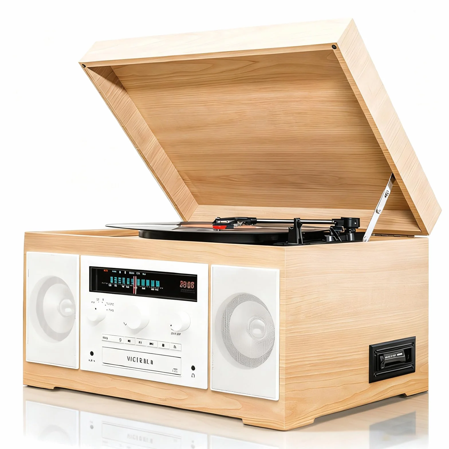 GZPKJ Gramofon Bluetooth, odtwarzacz CD i kasetowy, z radiem Am/FM, wejście/wyjściem audio, funkcją słuchawek, do muzyki, wiadomości, serii, informacji o pogodzie i ruchu