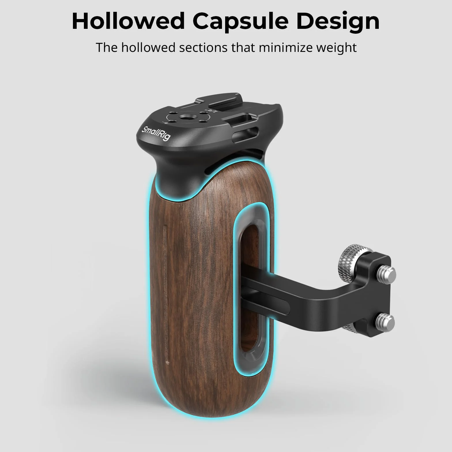 SMALLRIG Drewniany uchwyt boczny do klatek kamerowych z otworami gwintowanymi 1/4"-20, ergonomiczny uchwyt po lewej lub prawej stronie, regulacja pionowa 28 mm / 1,1 cala, udźwig 15 kg / 33,1-5237