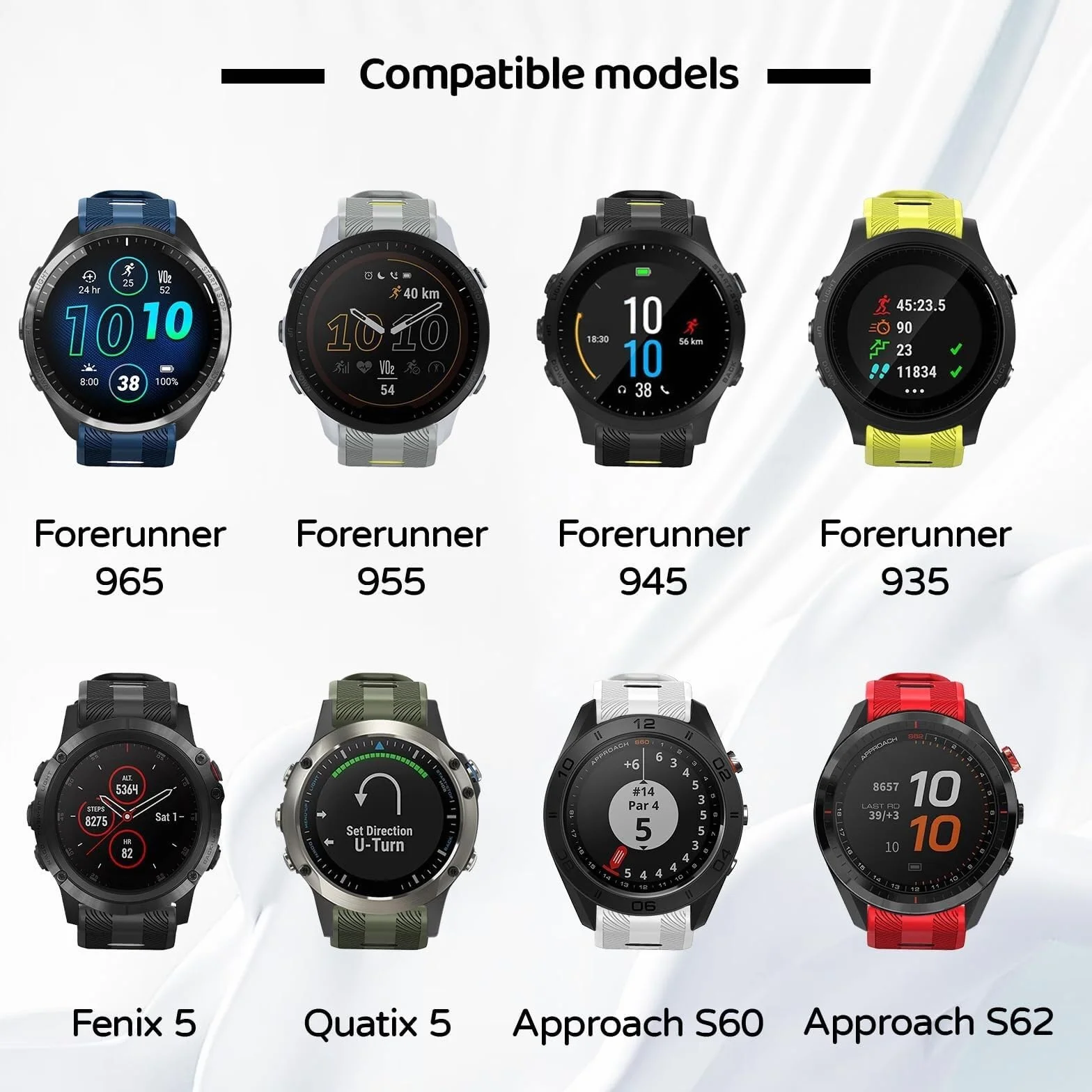 Pasek do zegarka Garmin Forerunner 965, Forerunner 955, Forerunner 945, Forerunner 935, miękki silikon, 22 mm, paski zastępcze