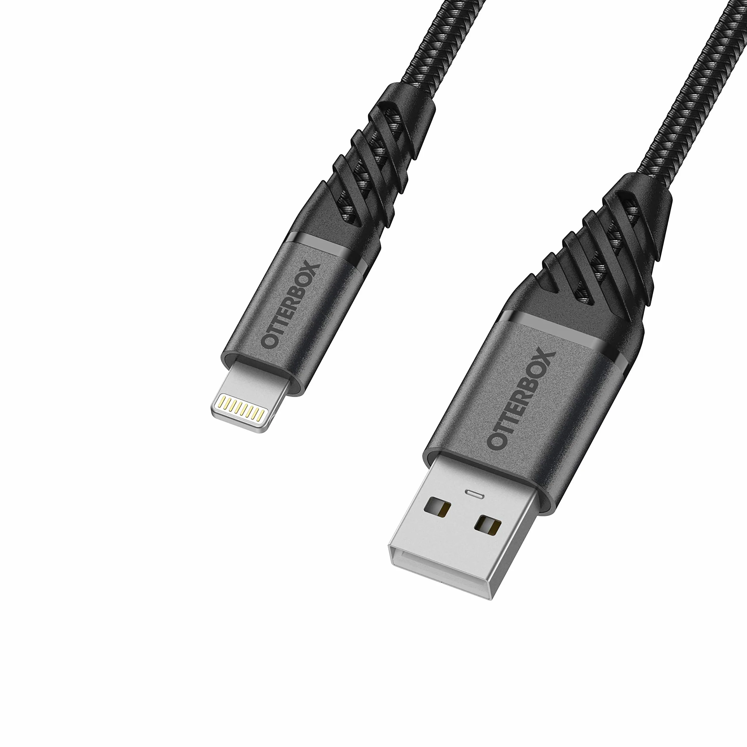 OtterBox Premium wzmocniony pleciony kabel USB-A na Lightning, certyfikat MFi, kabel ładujący do iPhone'a i iPad, bardzo wytrzymały, testowany na zginania i zgniecenia, 1M, Czarny