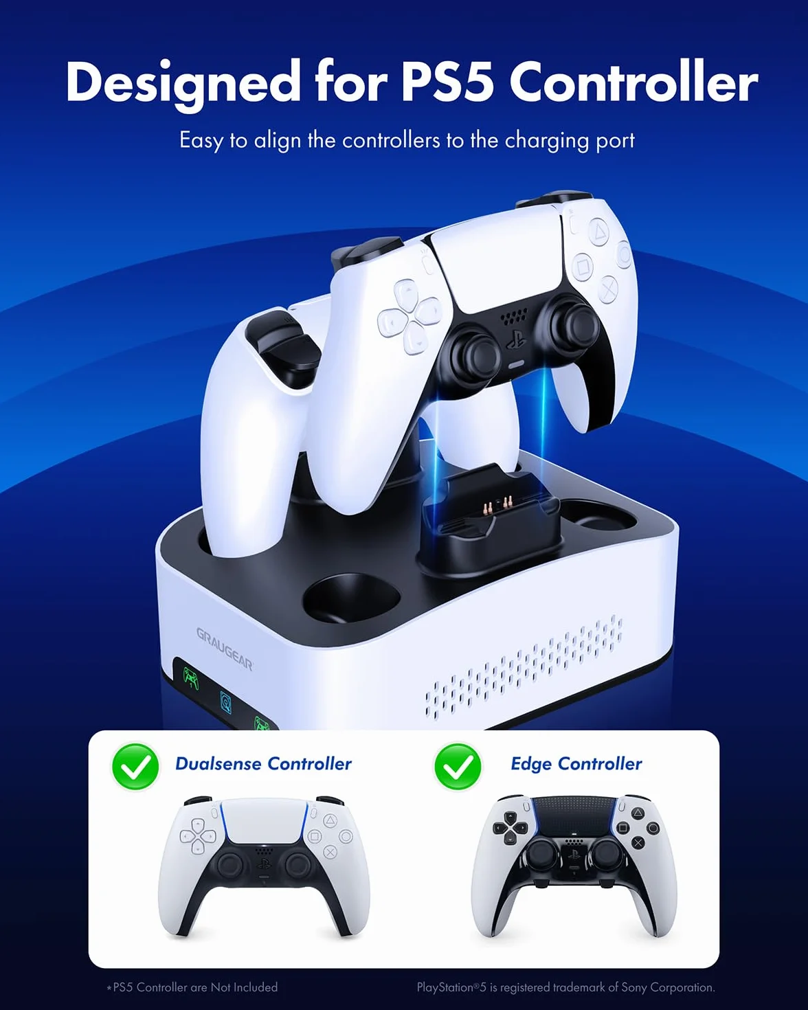 Zewnętrzna obudowa dysku twardego do Playstation5, stacja ładująca do dwóch kontrolerów PS5, do 3,5 cala HDD, kabel USB-C, z adapterem USB-A, zasilacz, G-3506-CG