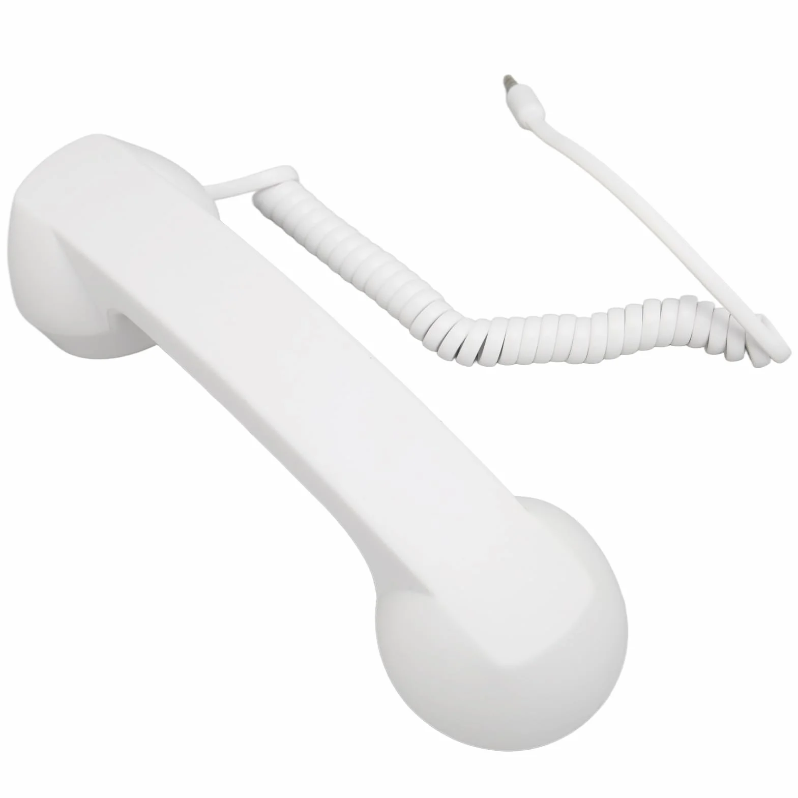Przewodowa Słuchawka Telefoniczna Odporna na Promieniowanie w Stylu Retro do Smartfona, Wtyczka 3,5 Mm, Regulowana głośność za pomocą Zwiniętego Przewodu o Długości 3 Stóp, (WHITE)