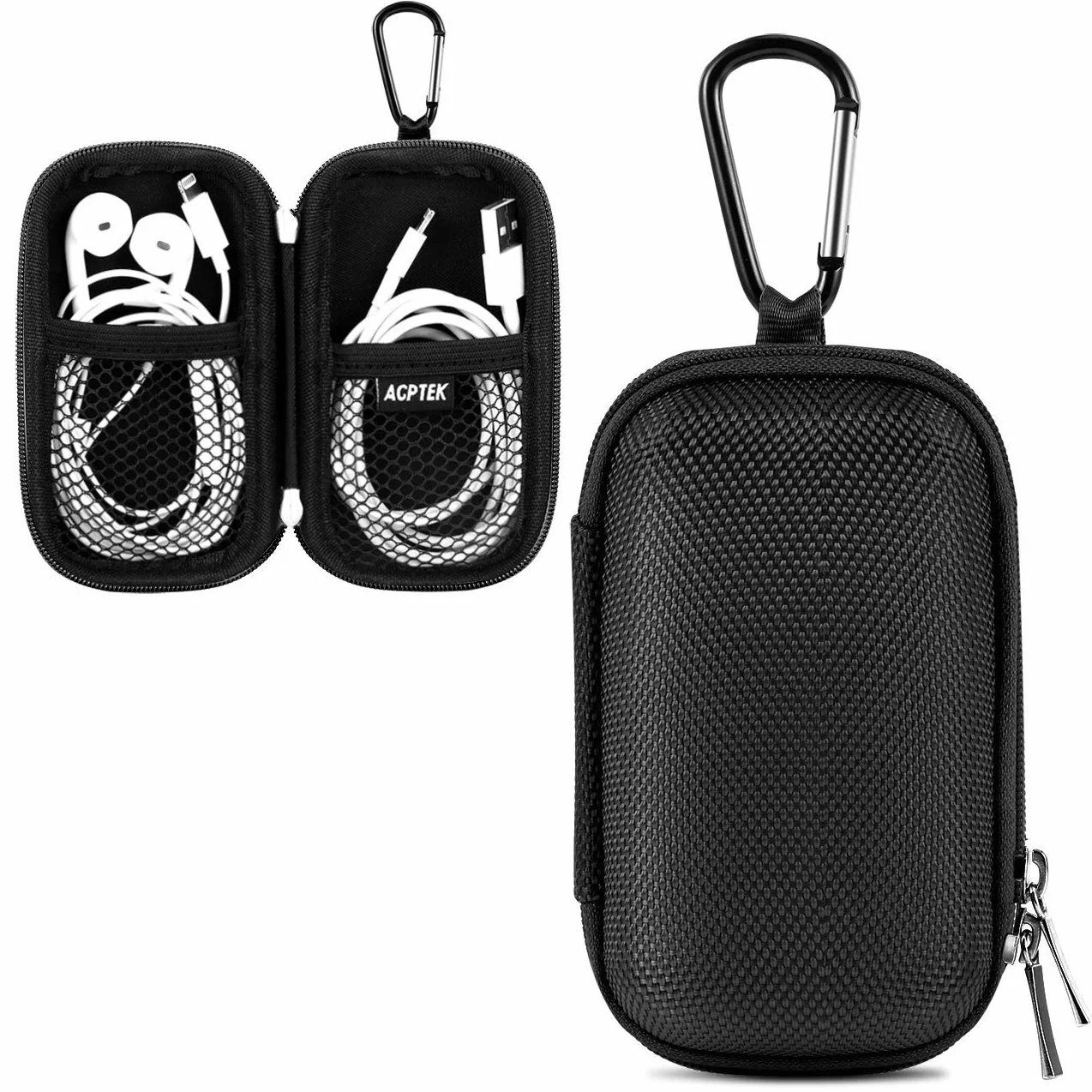 AGPTEK Pokrowiec do MP3, przenośny pokrowiec do odtwarzacza muzyki z metalowym klipsem na karabińczyk, 2,4 cala, iPod Nano, iPod Shuffle, czarny