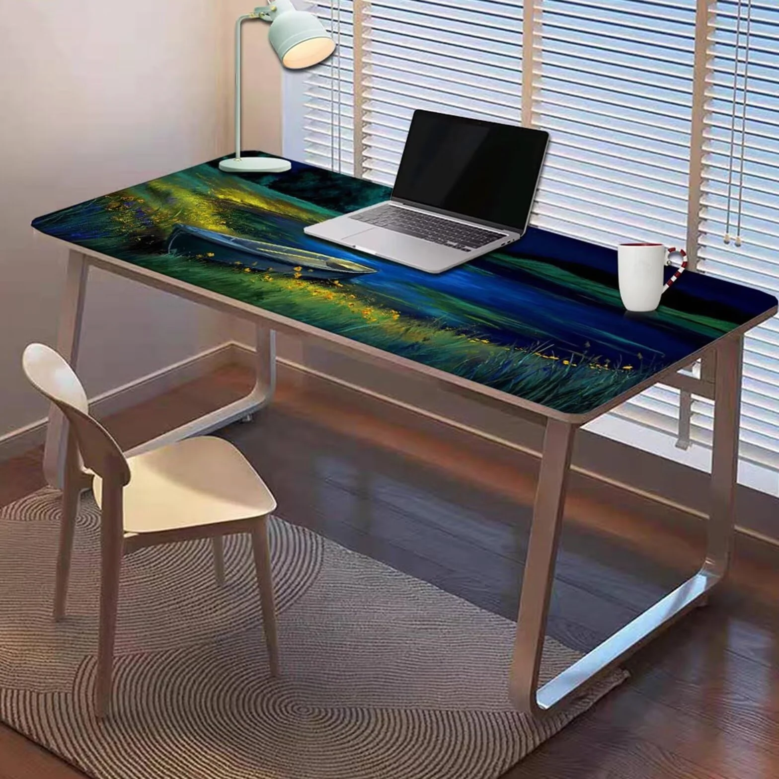 Gamingowa podkładka pod mysz 1200 x 600 x 3 mm, XXL, wodoszczelna, odporna na ścieranie, z przyszytymi krawędziami, niebieska, podkładka na biurko, poprawia prędkość i precyzję, do komputera, laptopa