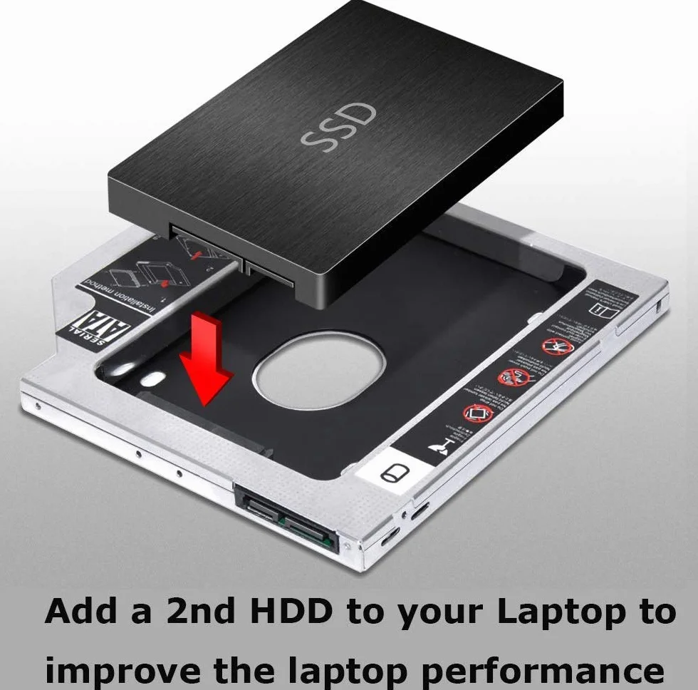Uniwersalny dysk twardy 9,5 mm SATA na SATA 2nd SSD HDD Caddy Adapter Taca Obudowy kompatybilne z Dell HP Lenovo ThinkPad ACER Gateway ASUS Sony Samsung MSI Laptop