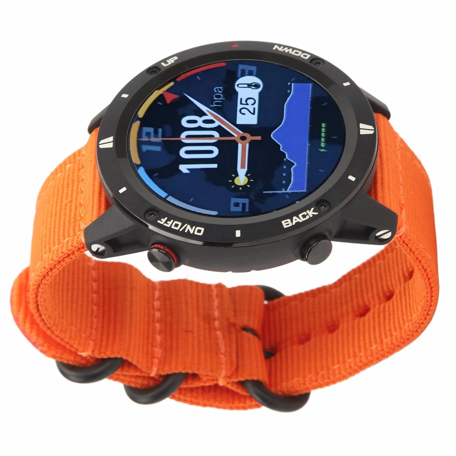 Zegarek Sportowy Metalowe ładowanie USB Monitorowanie Snu Smartwatch 50M Wodoodporna Nawigacja z Trackerem do Biegania (Pomarańczowy)