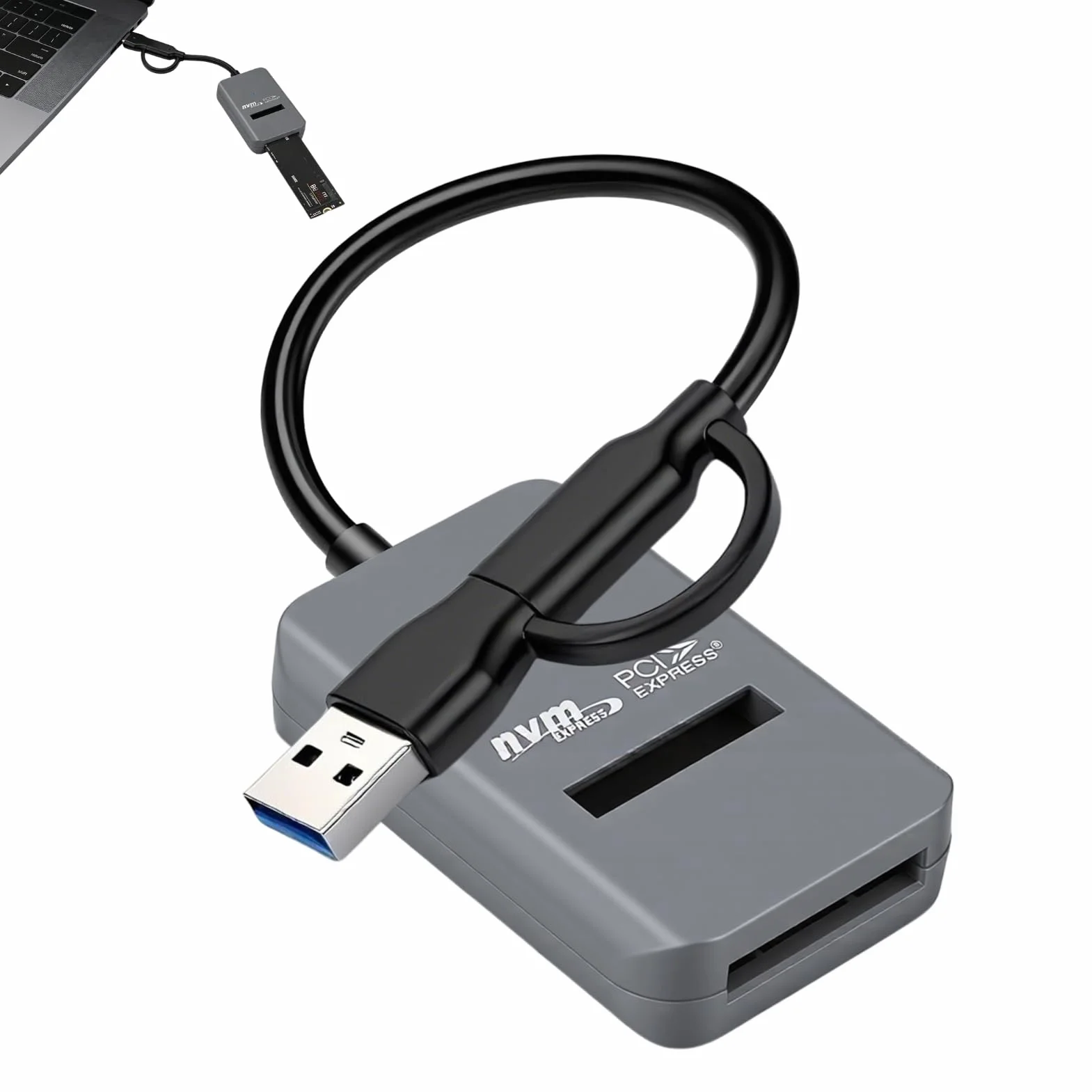Adapter M.2 NVMe na USB, czytnik USB-C-M.2-NVMe SSD, USB 3.2 Gen 2 x 1, 10 Gbit/s z trymem UASP, pojemność 8 TB, beznarzędziowa, składana obudowa PCIe NVMe