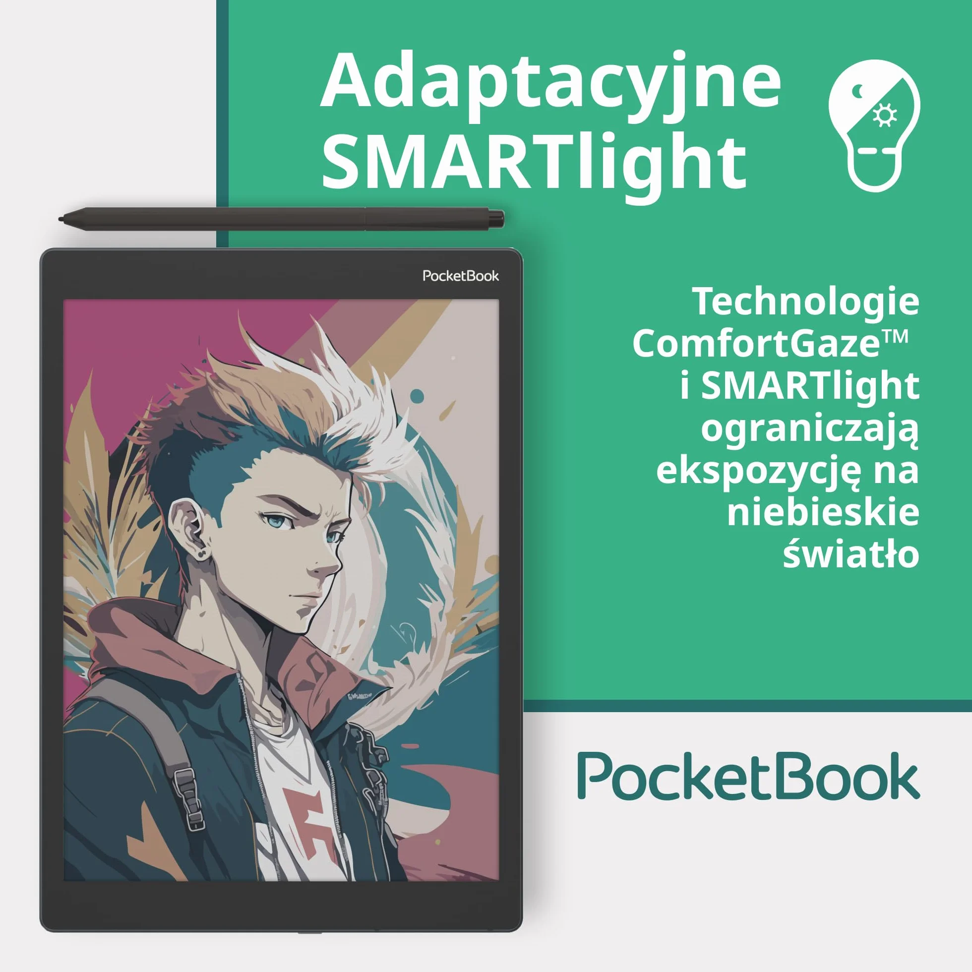 PocketBook Color Note z Rysikiem Wacom - Tablet E Ink - 10,3-Calowy Kolorowy Ekran Kaleido 3 - Cyfrowy Notatnik i Czytnik eBooków - 32 GB - WiFi i Bluetooth - Przyjazny dla Oczu