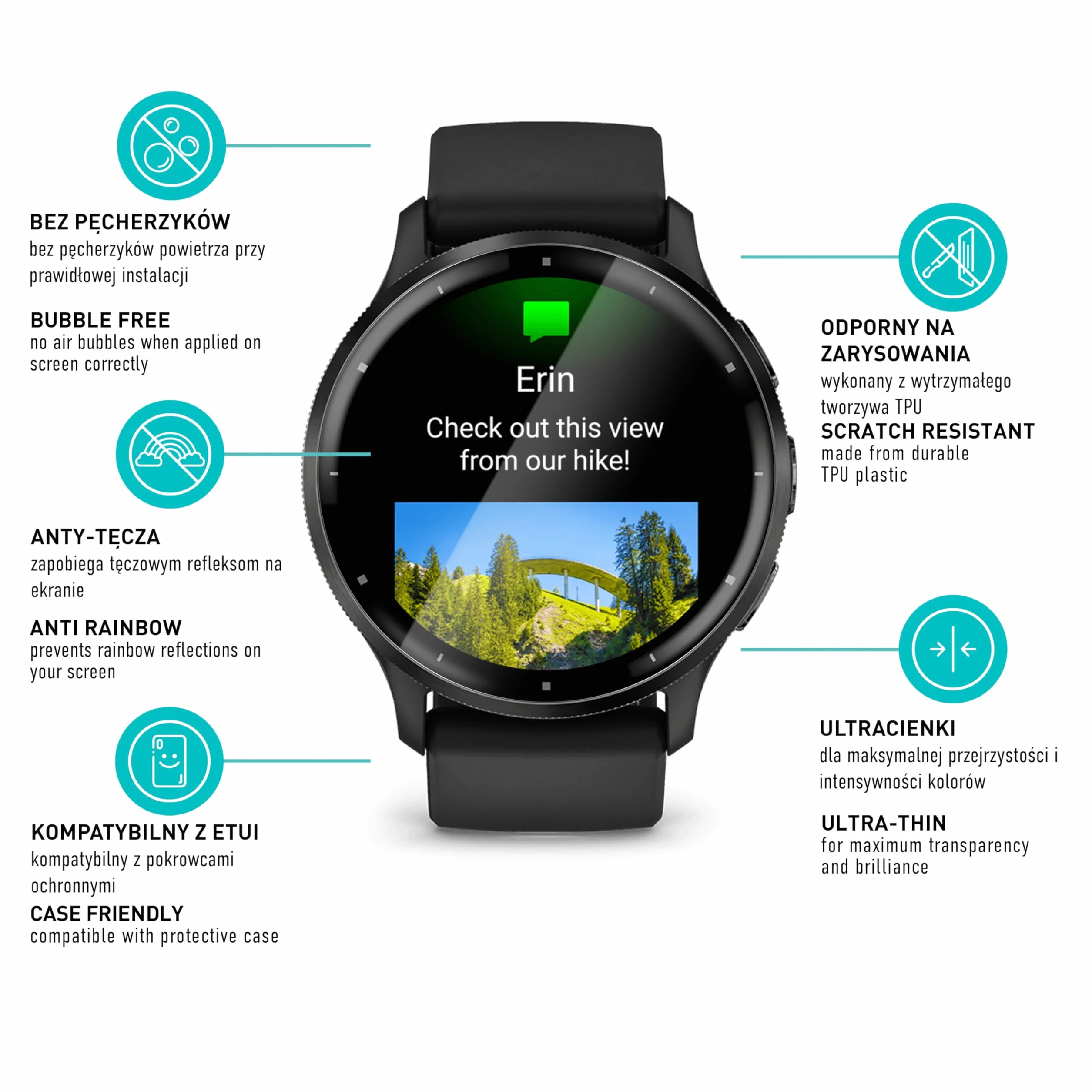 smartect Folia Ochronna TPU [3 Sztuki, Clear] dla Garmin Venu 3, Zakrywa cały wyświetlacz, Ochraniacz Ekranu bez Pęcherzyków, Bez Odcisków palców