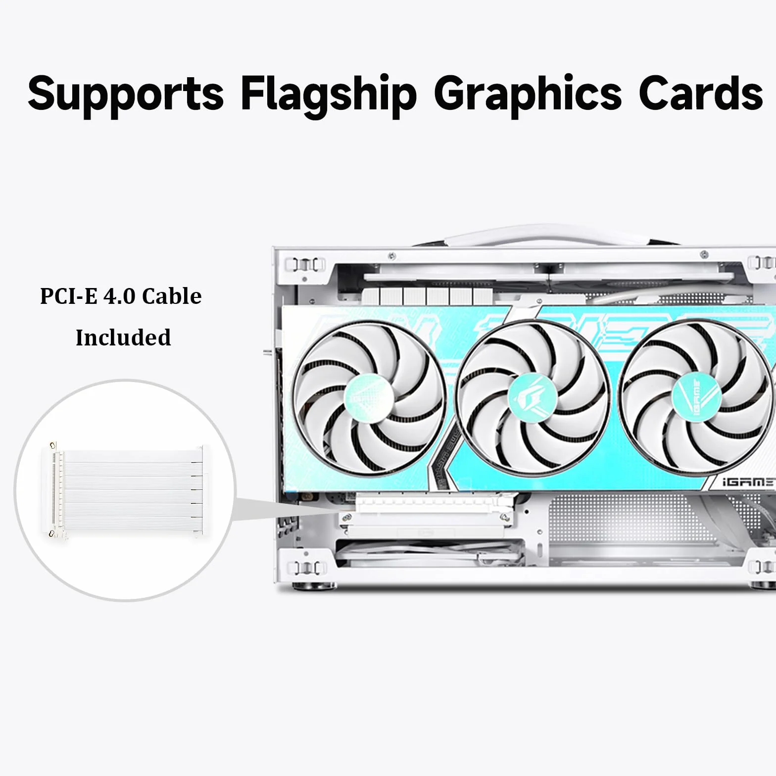 PCCOOLER K101 MESH 3F WH Mini-ITX Obudowa z kablem PCIe 4.0 Riser, Panel Siatkowy, Obsługa GPU 340mm, Chłodzenie CPU 68mm, Podwójny USB 3.0 i Type-C, Zawiera 3x 120mm Wentylatory, Uchwyt