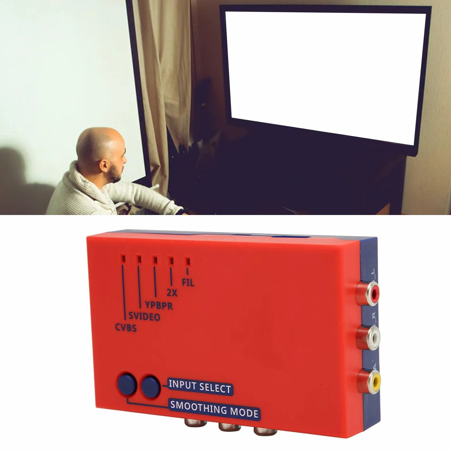 Fabater Konwerter RetroScaler2x AV na, Mnożnik Linii Konsoli Retro dla N64 Saturn, Wyjście 240p 480i do 480p 576p HD, Zerowe Opóźnienia dla Gier Retro (czerwony)