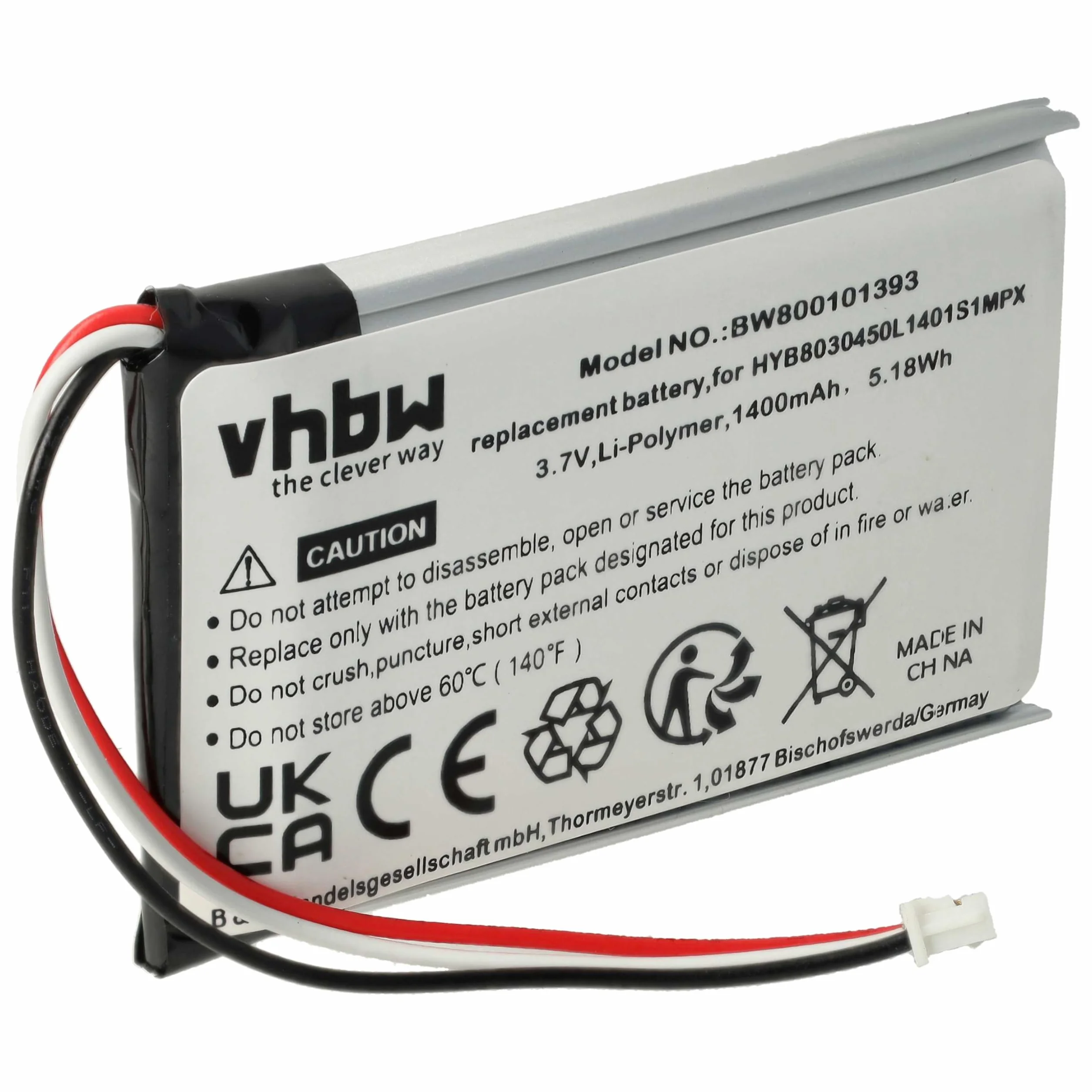 Bateria LI-ION (1400 mAh) nadaje się do VDO Dayton, PN1000, PN2050, PN 1000 2050 zamiennik HYB8030450L1401S1MPX