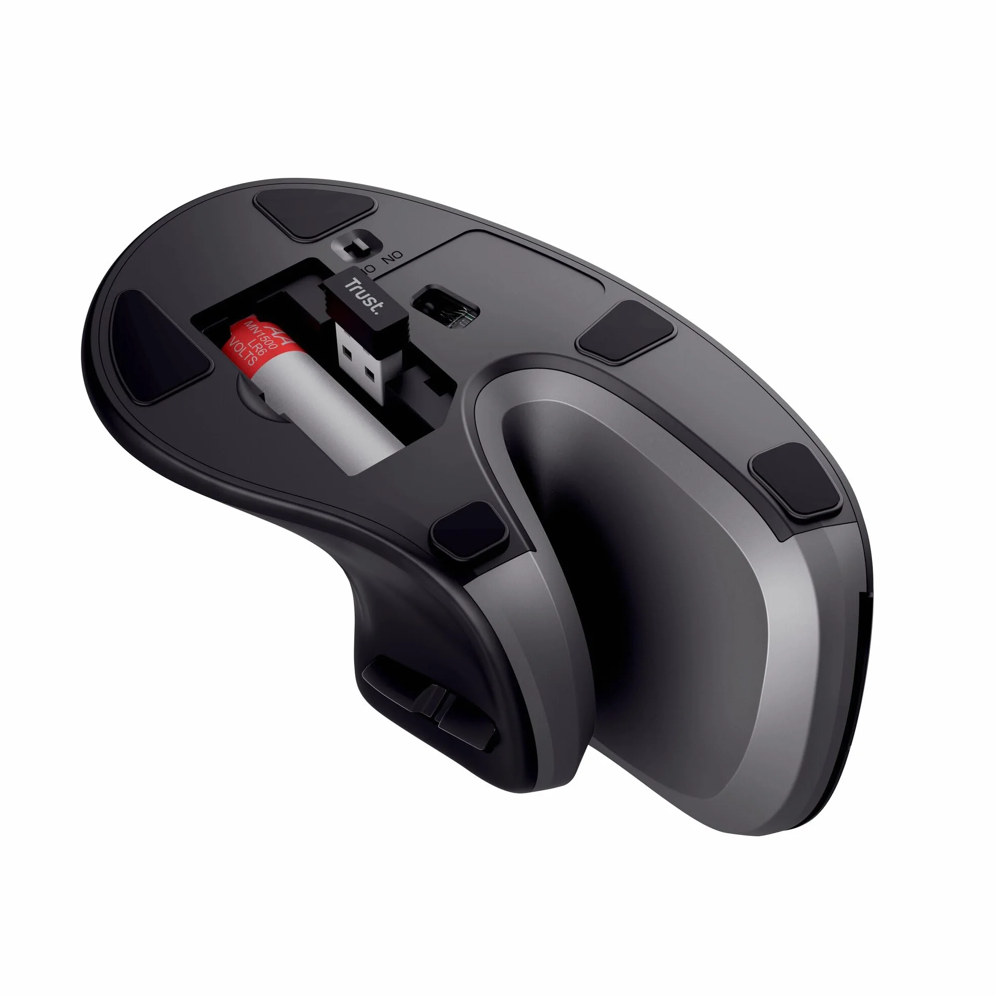 Trust Verro Ergonomiczna mysz radiowa, kąt pionowy 60°, zapobiega ramieniu myszy/łokciu tenisisty (RSI), 800-1600 DPI, 6 przycisków, bezprzewodowa mysz pionowa do komputera i laptopa – czarna