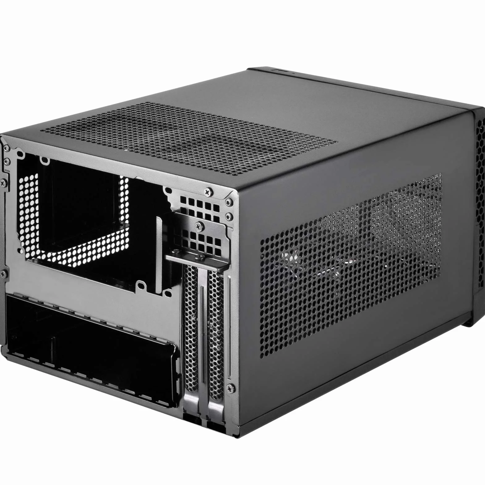 SilverStone SST-SG13B-C - Sugo Mini-ITX kompaktowa obudowa Cube, przednia osłona z siateczki, przyłącze USB typu C z przodu, czarna