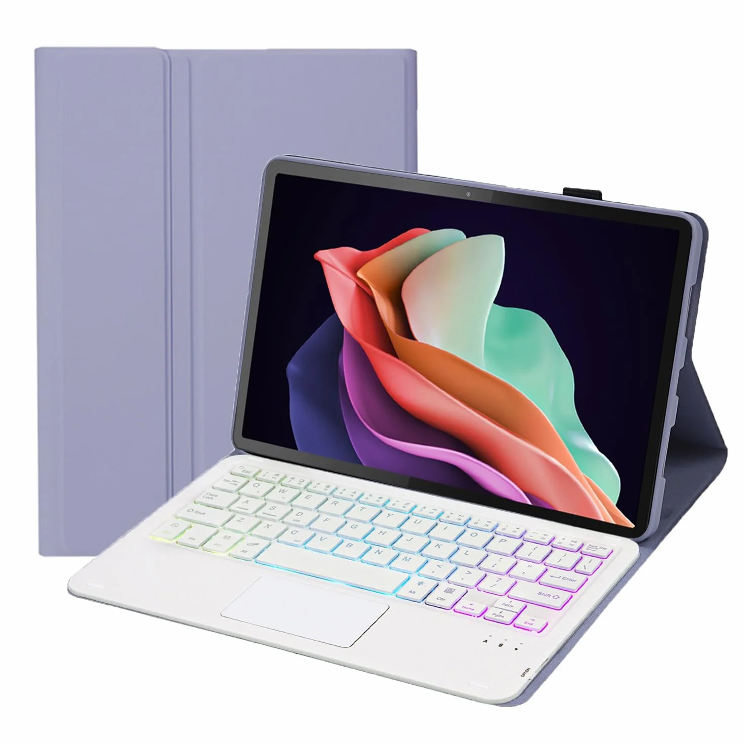 Etui z klawiaturą do Honor Magic Pad 13" 2023, 7 kolorów podświetlenia, Odłączana Klawiatura Bezprzewodowa z Inteligentnym Touchpadem,Purple