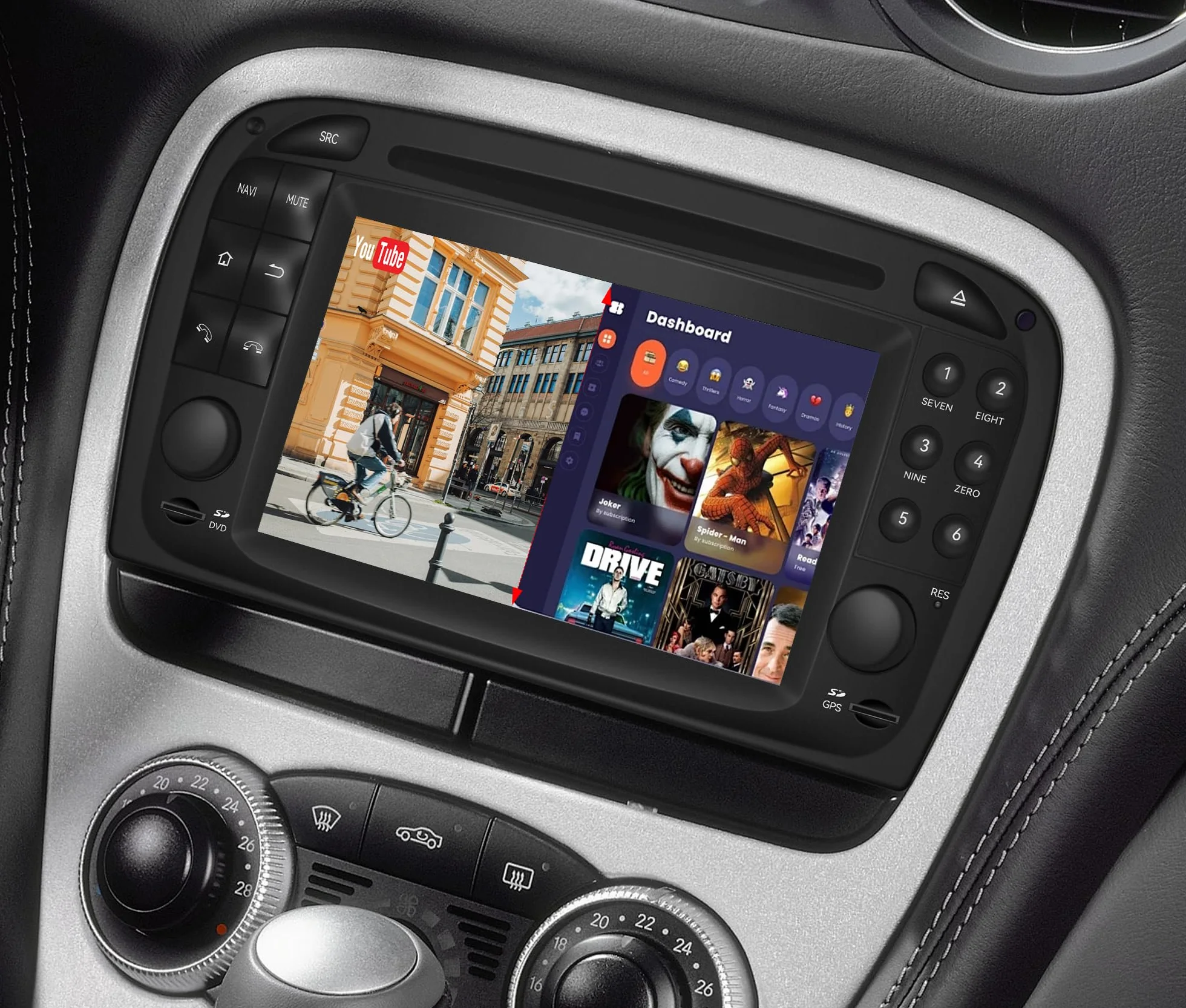 Aktualizacja ekranu dotykowego Android o przekątnej 6,2 cala do radia Mercedes SL R230, CarPlay, aplikacja do tworzenia kopii lustrzanych, Netflix, YouTube, TV, Spotify, Wi-Fi, USB, FM, DVD, nawigacji