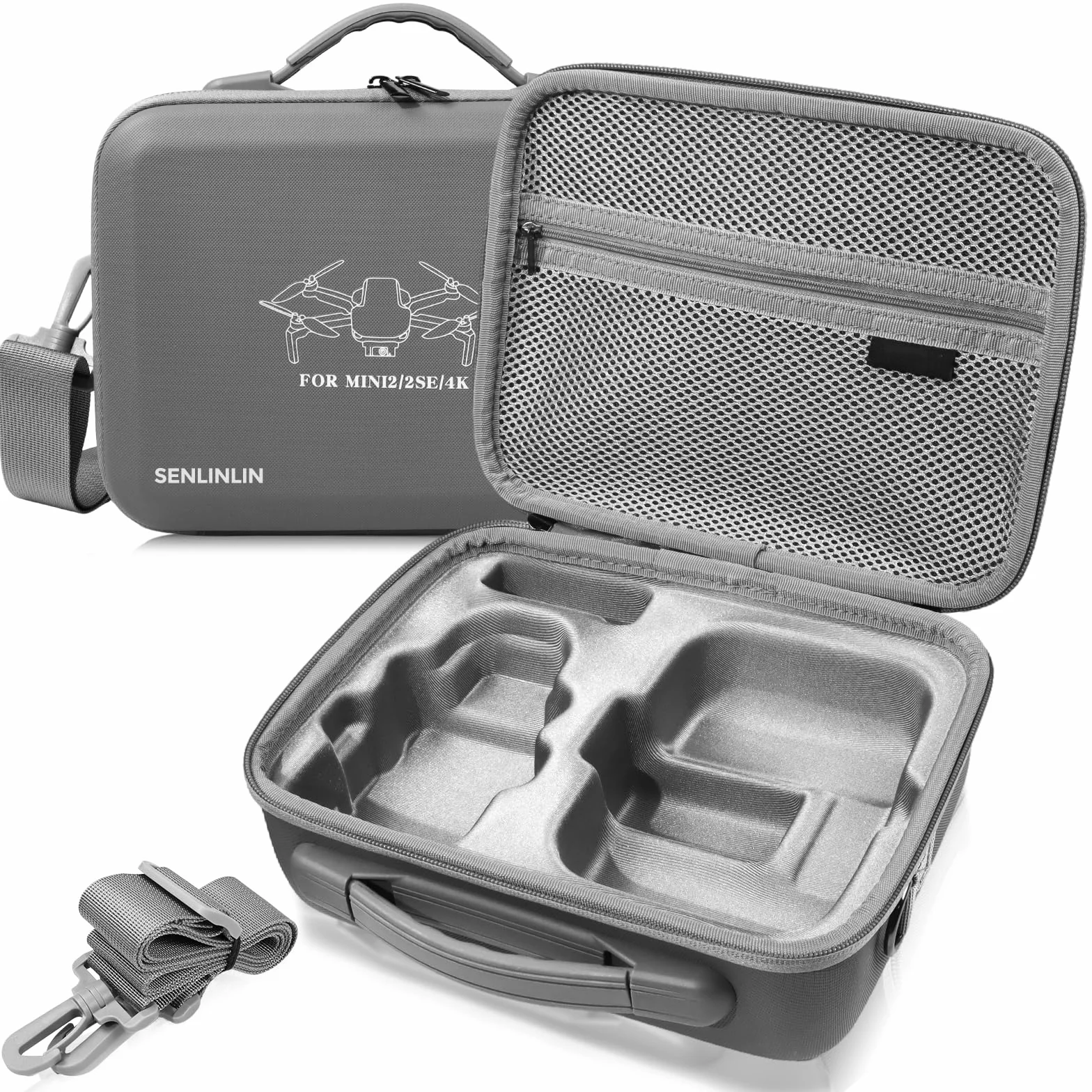 Etui wodoodporne do DJI Mini 4K, Mini 2 SE, Mini 2 – Szara torba z paskiem na ramię