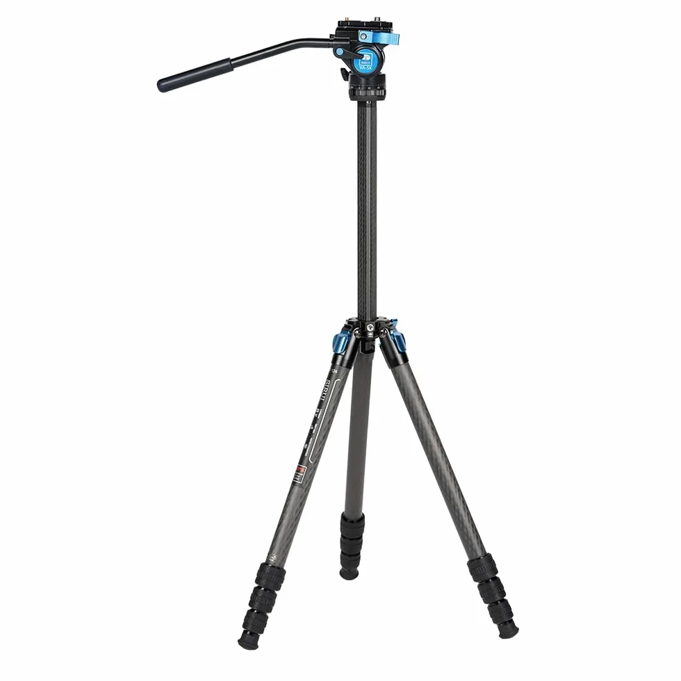 SIRUI ST-124+VA-5 wodoszczelny statyw z włókna węglowego z głowicą wideo panoramiczną, trójkątna kolumna środkowa, kompaktowy statyw podróżny do lustrzanek cyfrowych, 4 sekcje, maks. 166 cm, obciążenie 3 kg