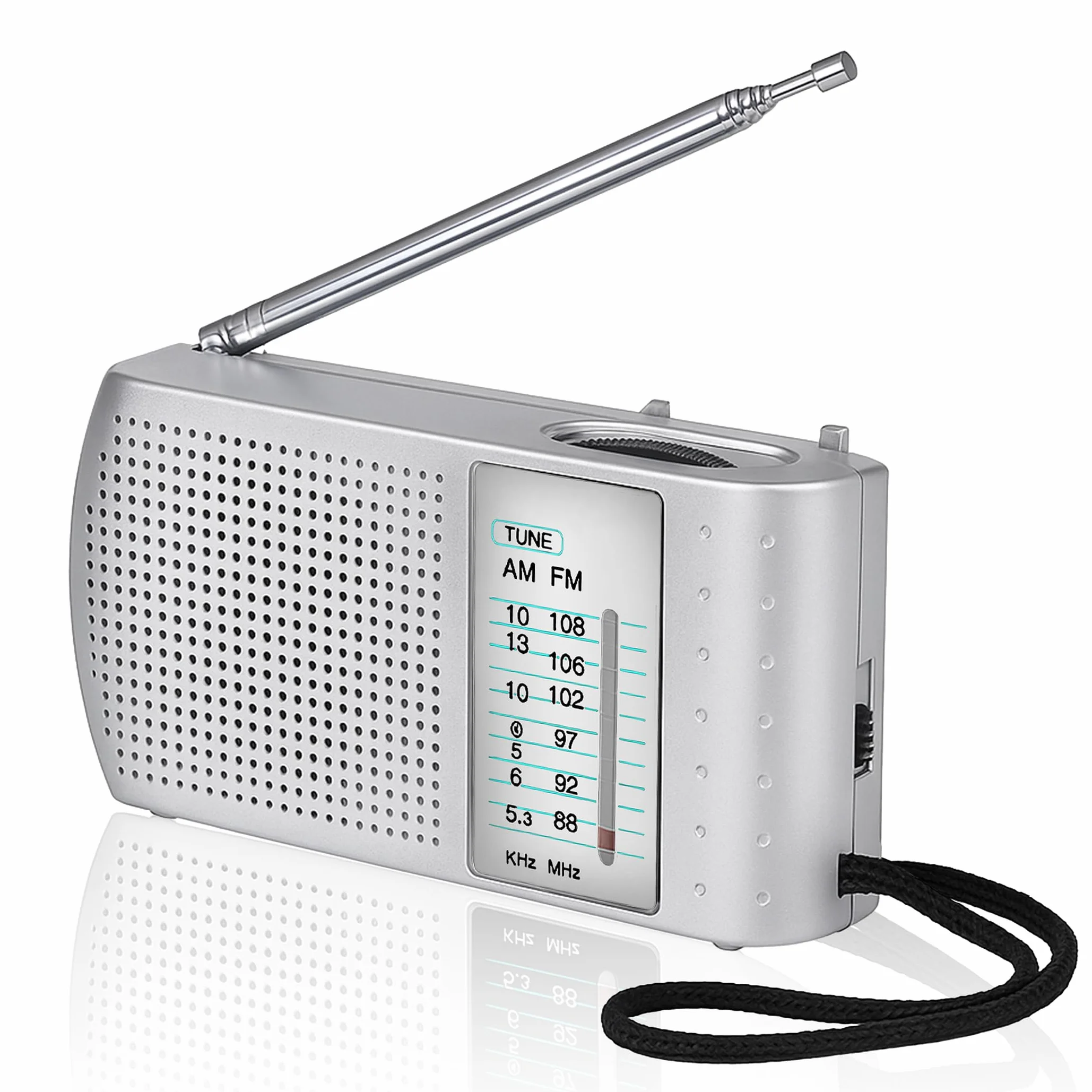 Retoo Przenośne radio FM AM SW z anteną teleskopową, głośnik 2,5", srebrne