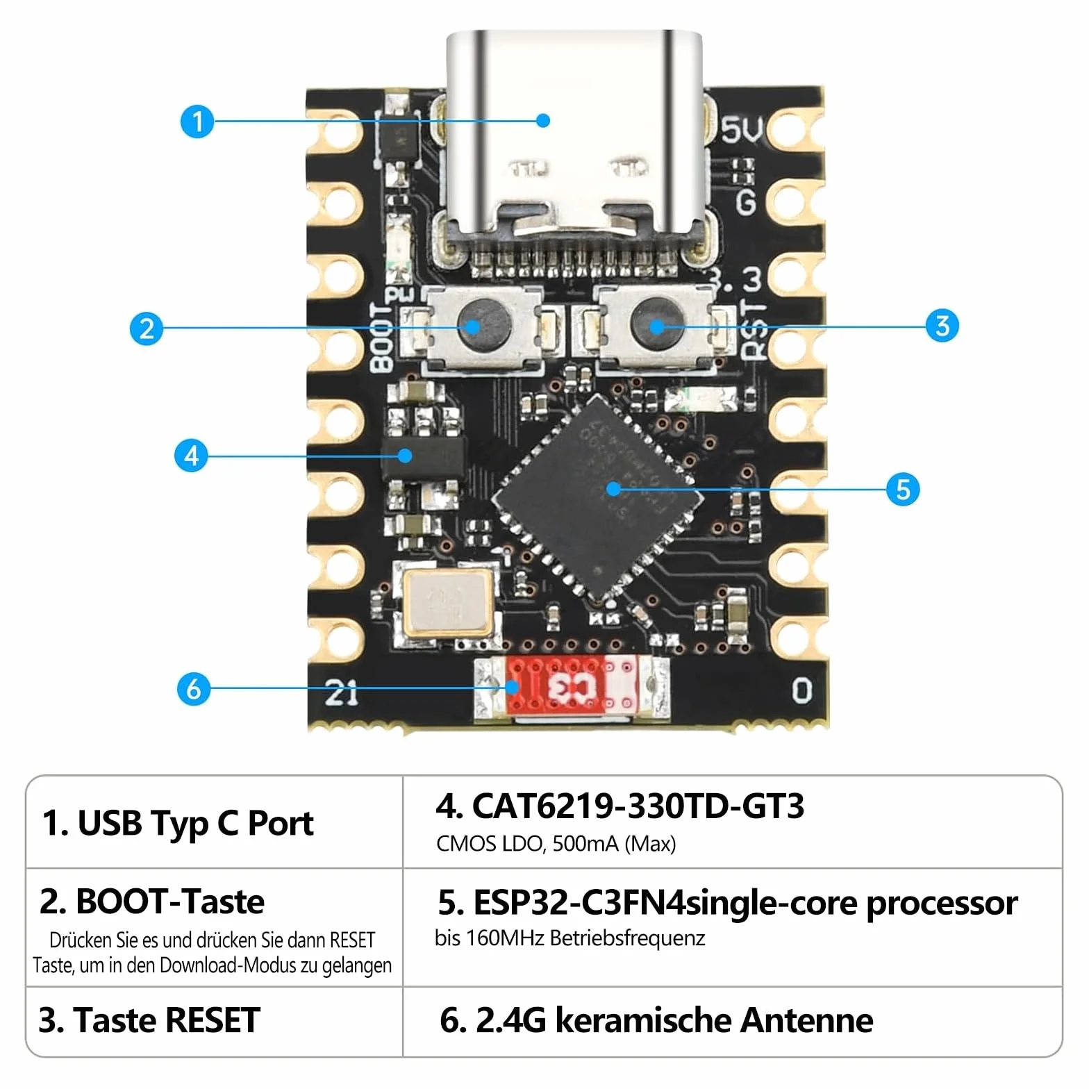 GERUI ESP32 ESP32-C3 płyta rozwojowa WiFi Bluetooth 4 MB Flash