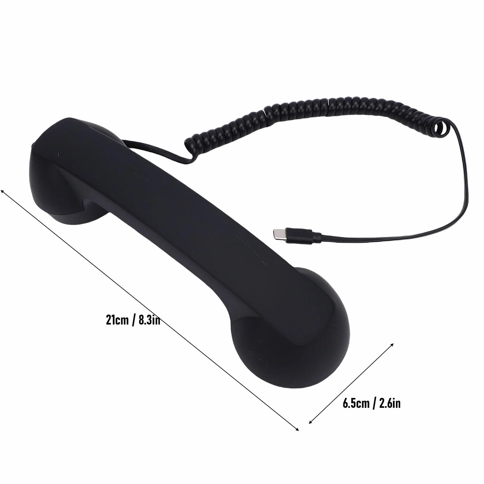Słuchawka Telefoniczna USB C w Stylu Retro z regulacją Głośności Mikrofonu, Przewodowa Słuchawka Telefoniczna w Stylu Vintage, Oldschoolowe Akcesorium do Telefonów Komórkowych (BLACK)