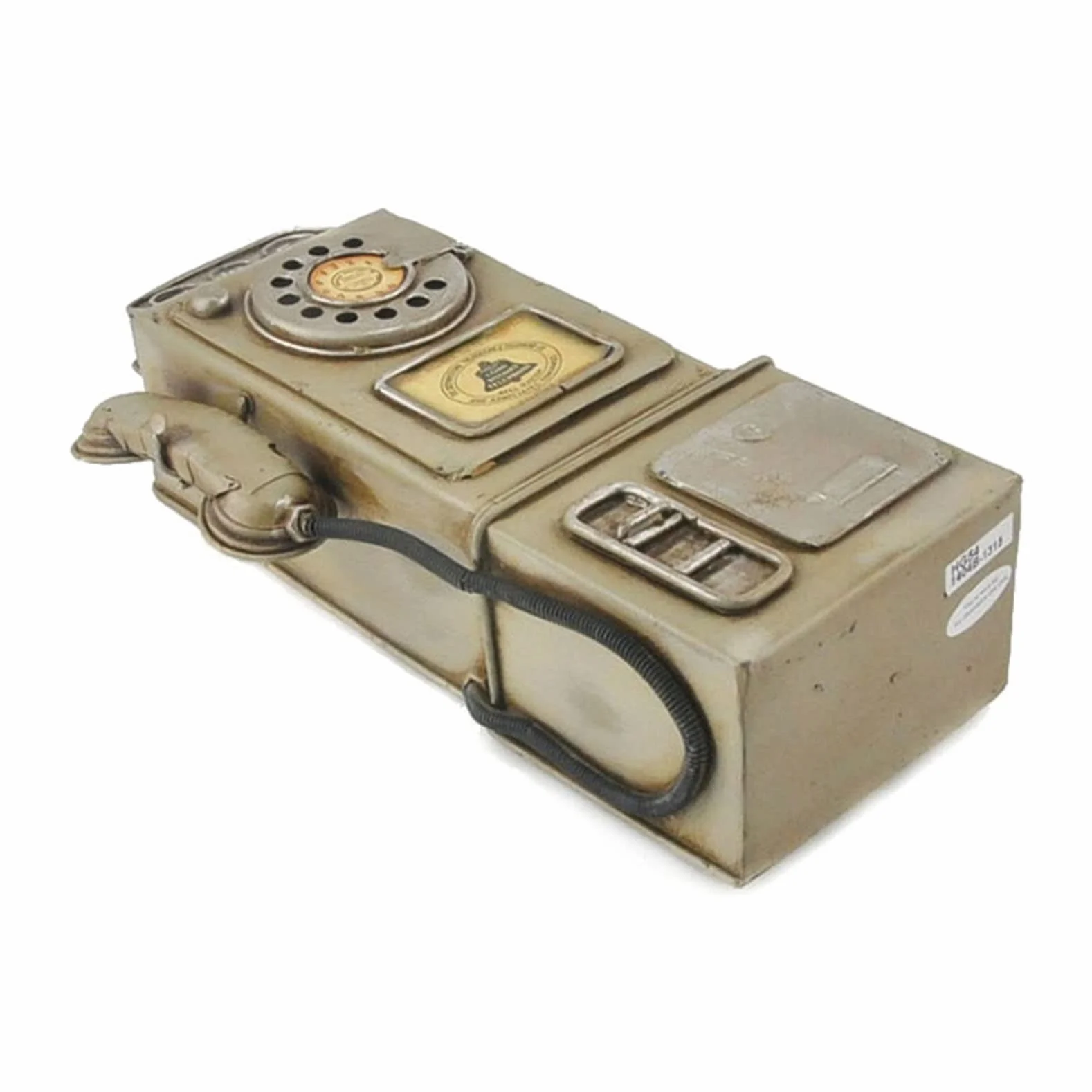Retro telefon naścienny, antyczny metalowy telefon z obrotową tarczą do domu, biura, kawiarni, baru, figurka