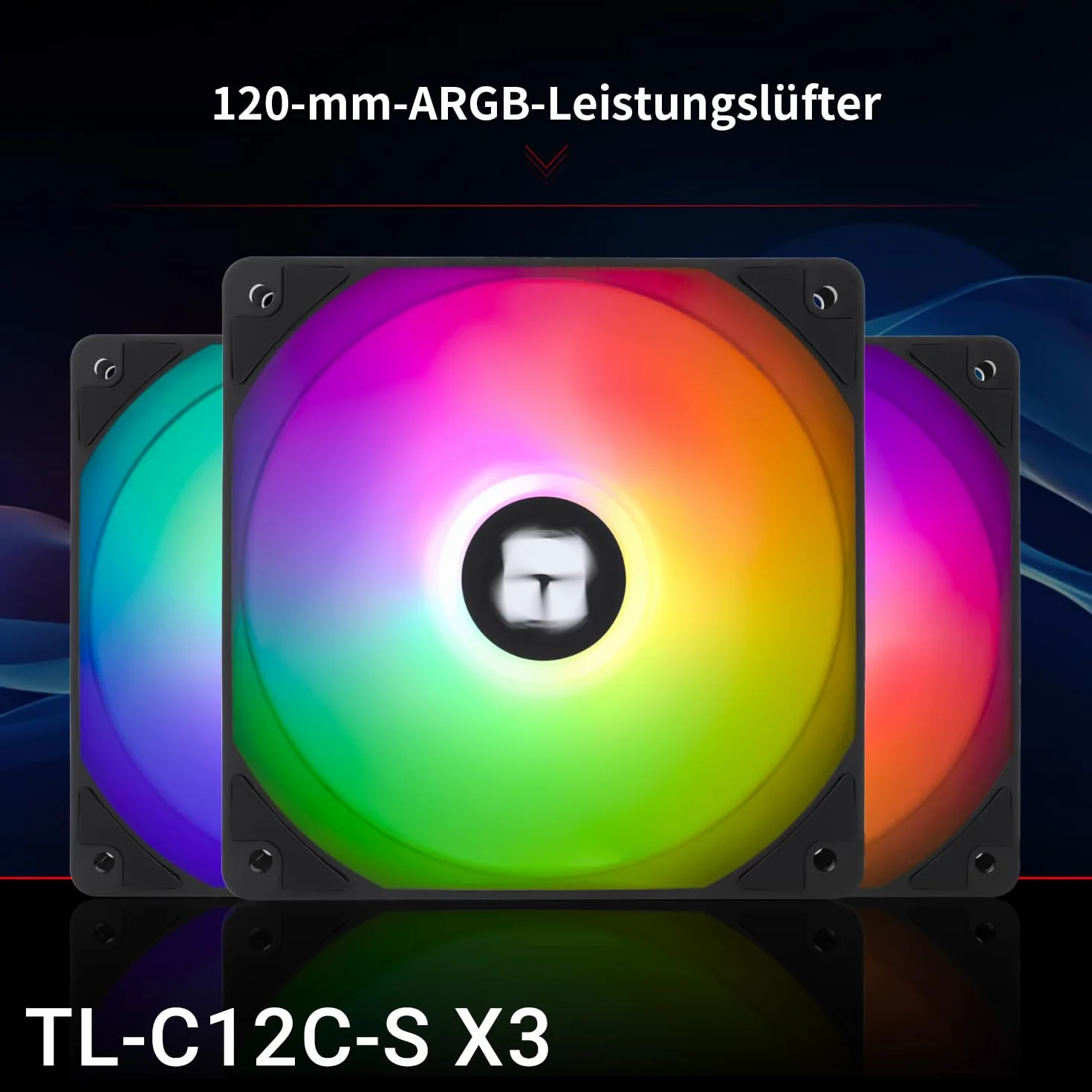 Thermalright TL-C12C-S X3 120 mm CPU PWM ARGB wentylator, 1550 RPM, czarny, 3-pak