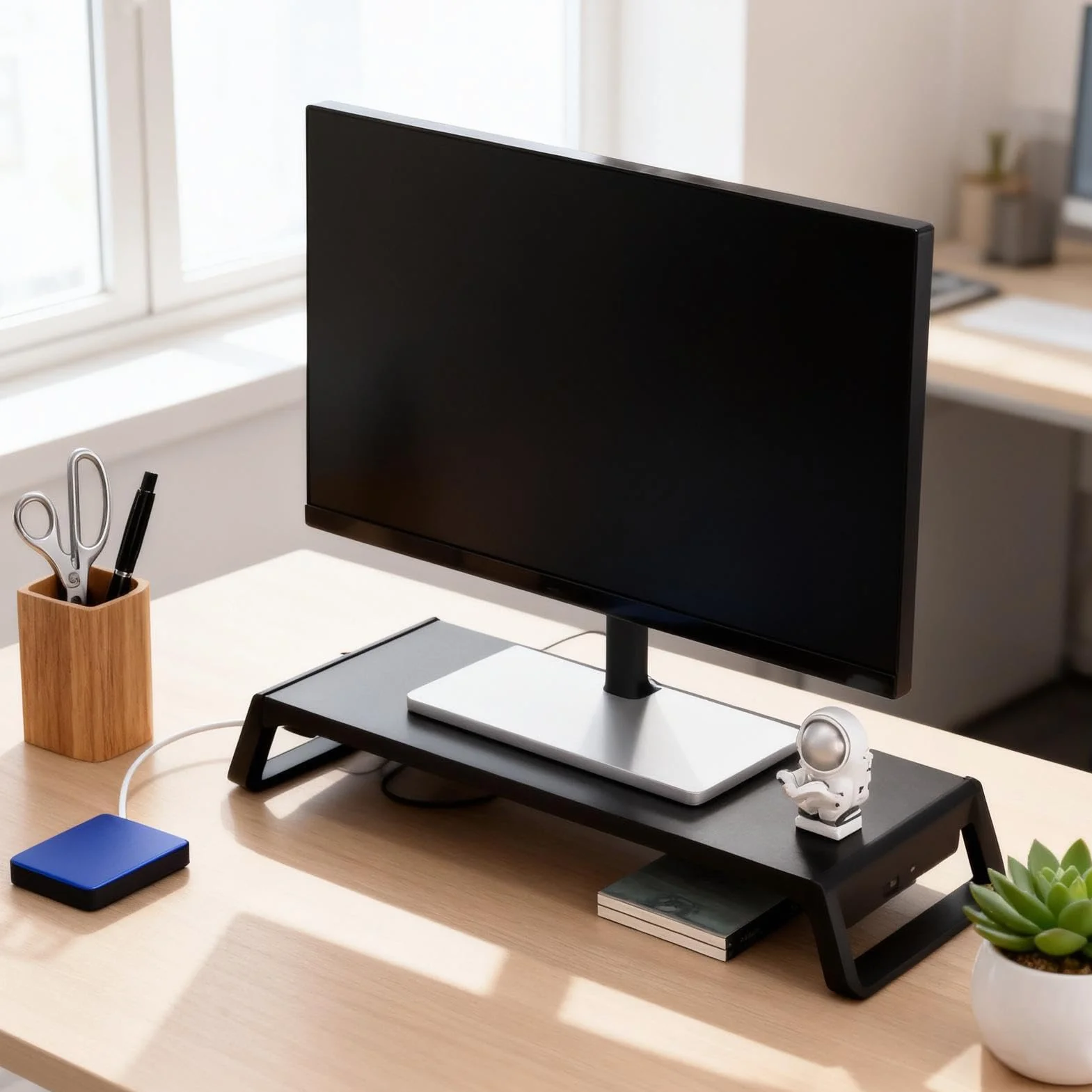 Podstawka Pod Monitor Na Biurko Organizer Na Biurko Akcesoria Biurowe | Drewniany pod monitor komputerowy Do Biura, Szkoły, Mieszkania, Akademika, Nauki, Dormitorium, Kawiarni Internetowej