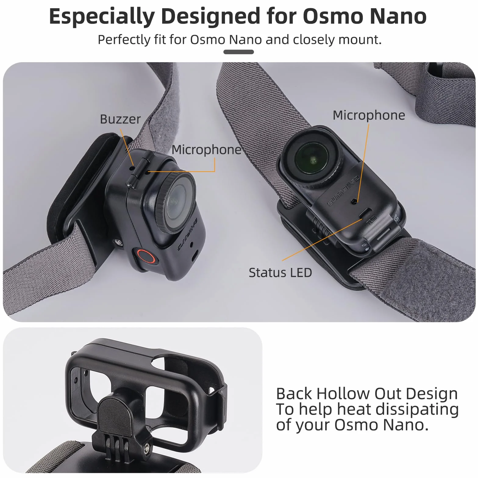 Opaska na głowę do DJI Osmo Nano, pionowa/pozioma opaska na głowę z obrotowym, regulowanym elastycznym paskiem mocującym do akcesoriów DJI Osmo Nano