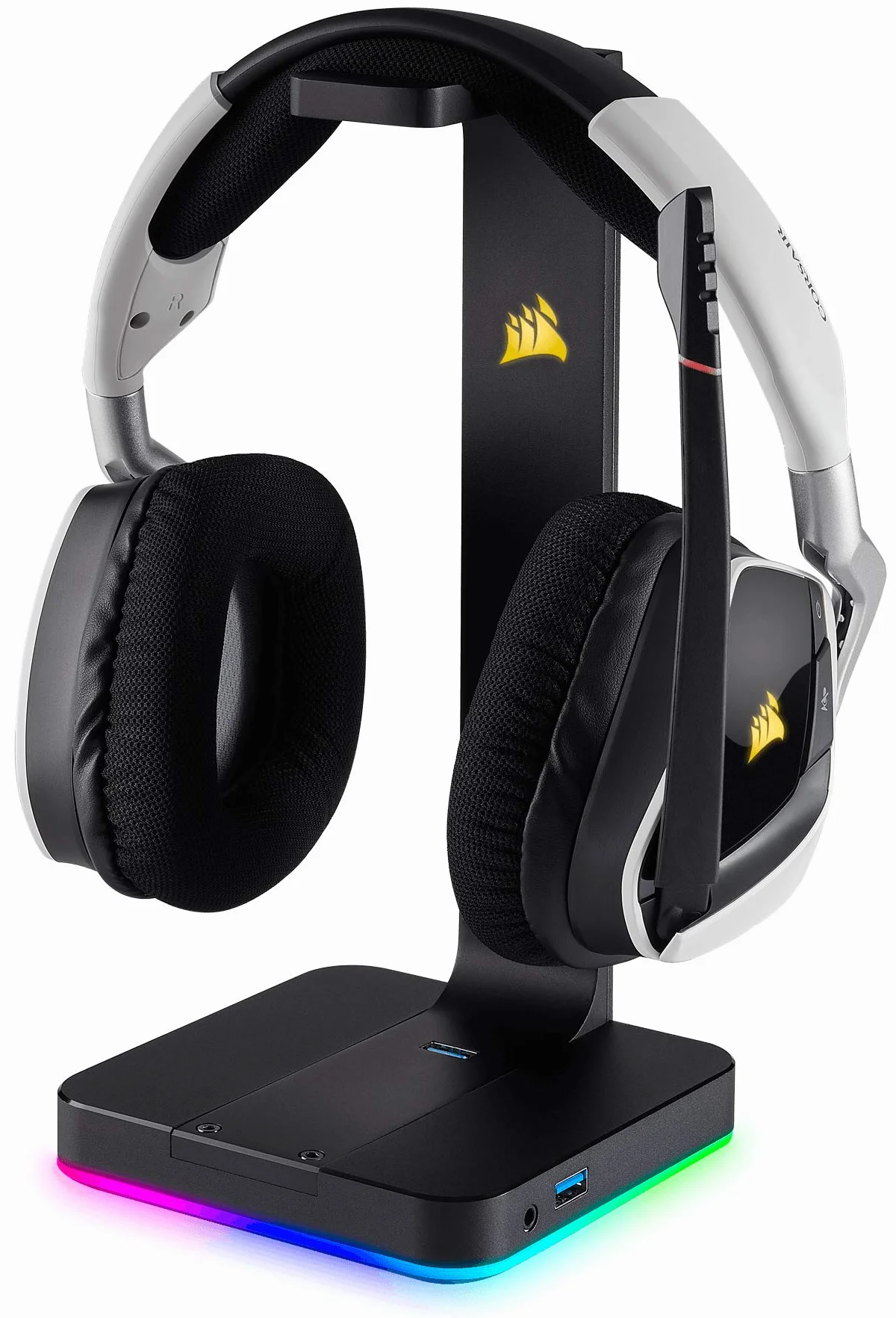 Corsair CA-9011167-EU, Premium Stojak na Słuchawki z Aluminium 2 x USB 3.1, Czarny