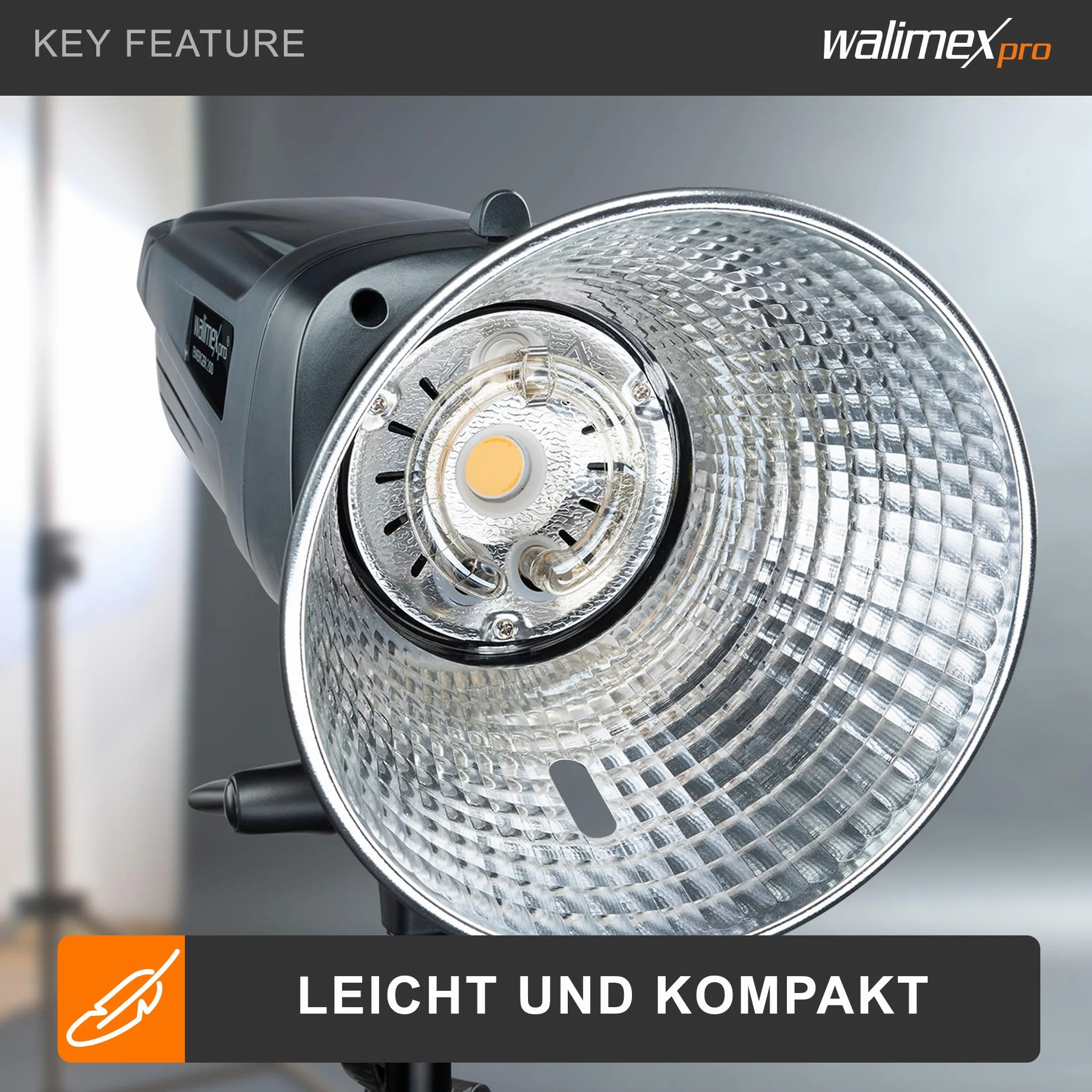 Walimex pro Emerger 200 studyjna lampa błyskowa – wydajna lampa błyskowa studyjna z odbiornikiem 2,4 GHz, 200 W, krótki czas ładowania, światło LED do regulacji, 16 kanałów i 4 grupy, kompaktowa i