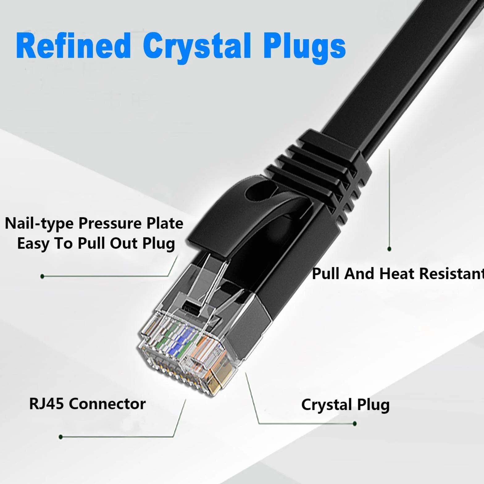 Kabel Ethernet 15m, Cat 6 Kabel Internetowy 15 Metry Płaski O Wysokiej Prędkości 1 Gb/s, Ekranowany Rj45 Gigabit Kabel Lan Czarny Kabel Krosowy Z 15 Klipsami Do Modemu, Routera (15M)