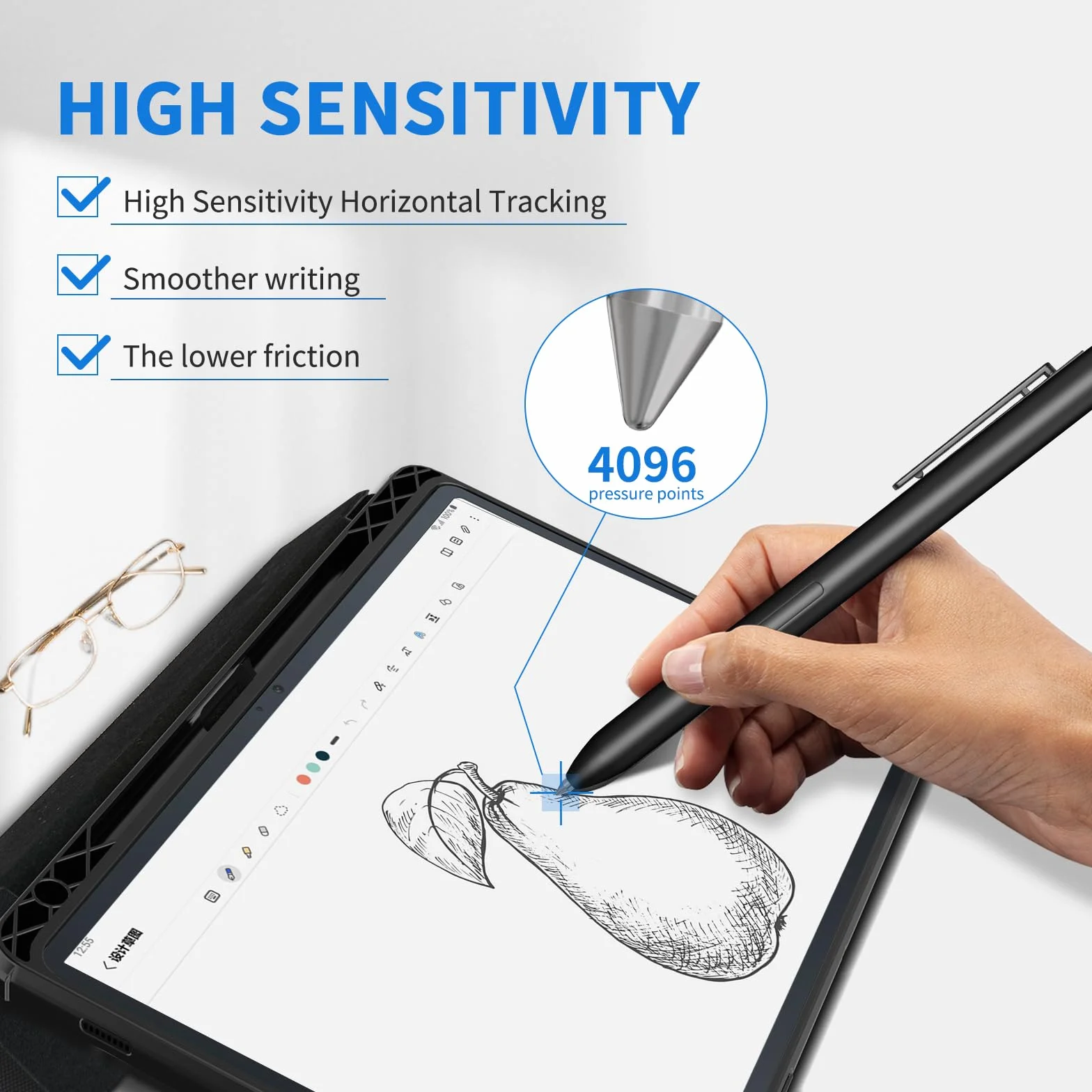 Wymienne stalówki ze stopu tytanu kompatybilne z King Write Samsung Galaxy Tab S10/S9/S8/S7/S6, Note S22/S23/S24 Ultra S Pen, dokładne sterowanie, końcówki ołówkowe pasują do niezwykłych 2 długopisów