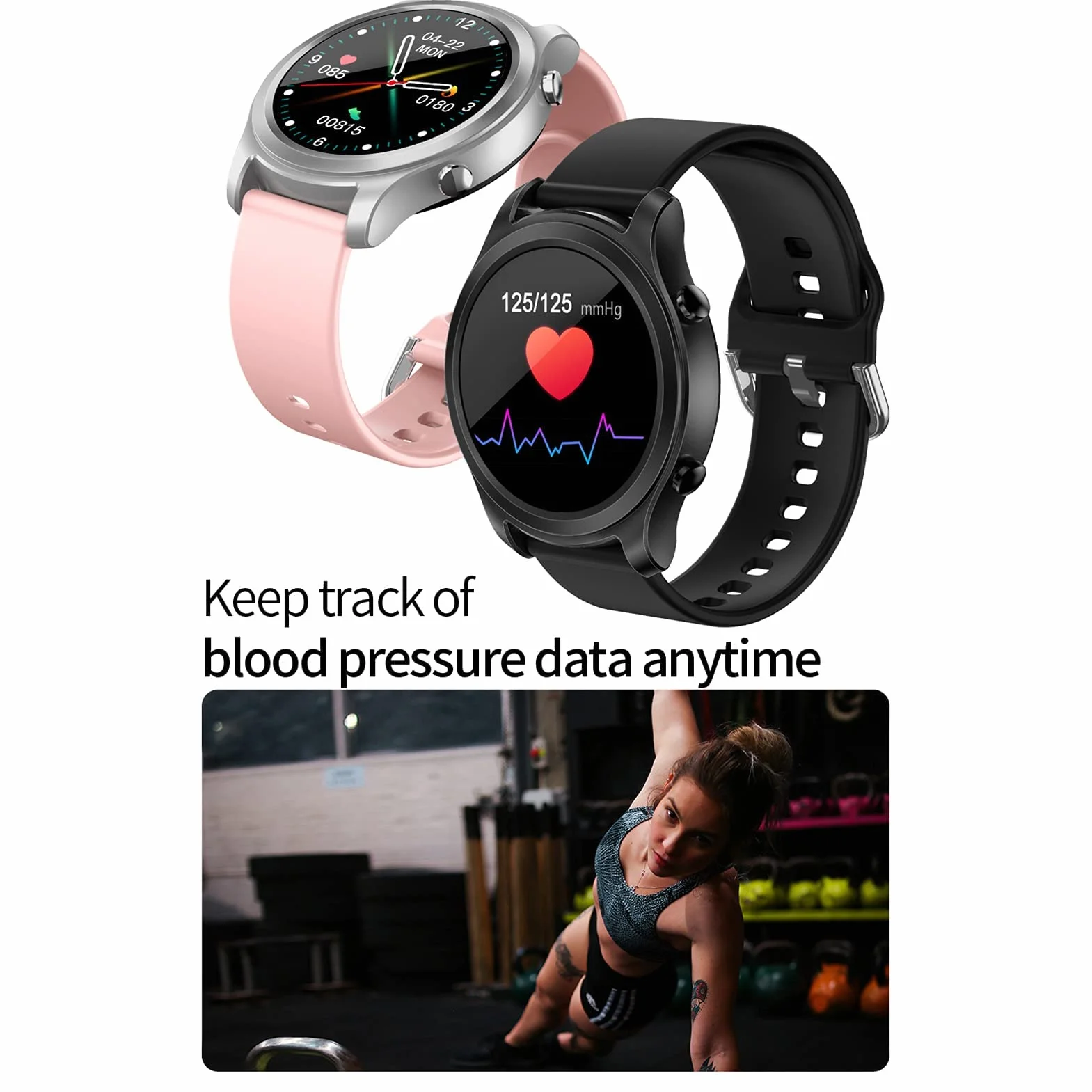 Inteligentny zegarek Zegarek fitness Monitor aktywności fizycznej z monitorowaniem temperatury Tętno Ciśnienie krwi Tlen we krwi IP68 Wodoodporny Smartwatch Zegarek fitness Inteligentny zegarek dla