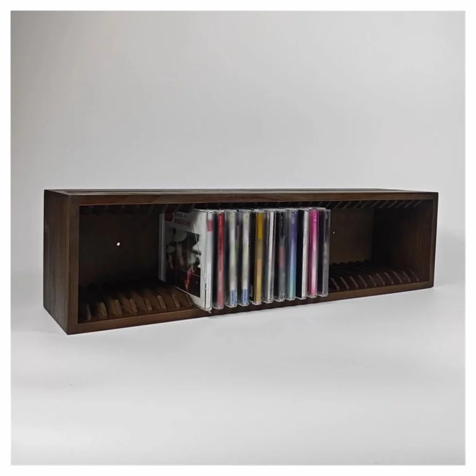 Stojak do przechowywania płyt CD Stołowy uchwyt na albumy CD montowany na ścianie drewniany stojak na płyty Home Decor
