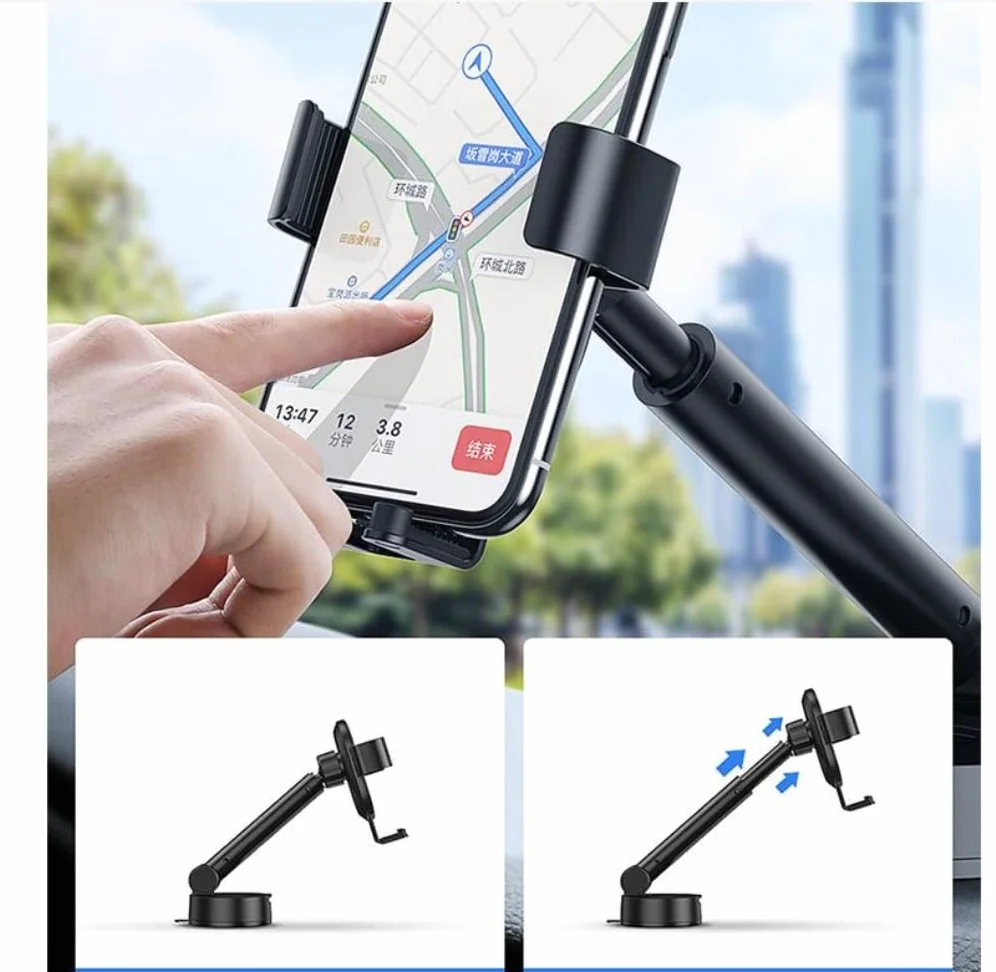 Uchwyt Telefon Uchwyt samochodowy z przyssawką pasuje do telefonu komórkowego 4.7-6.5 Cal Auto uchwyt na telefon regulowany Do Samochodu(Rot)